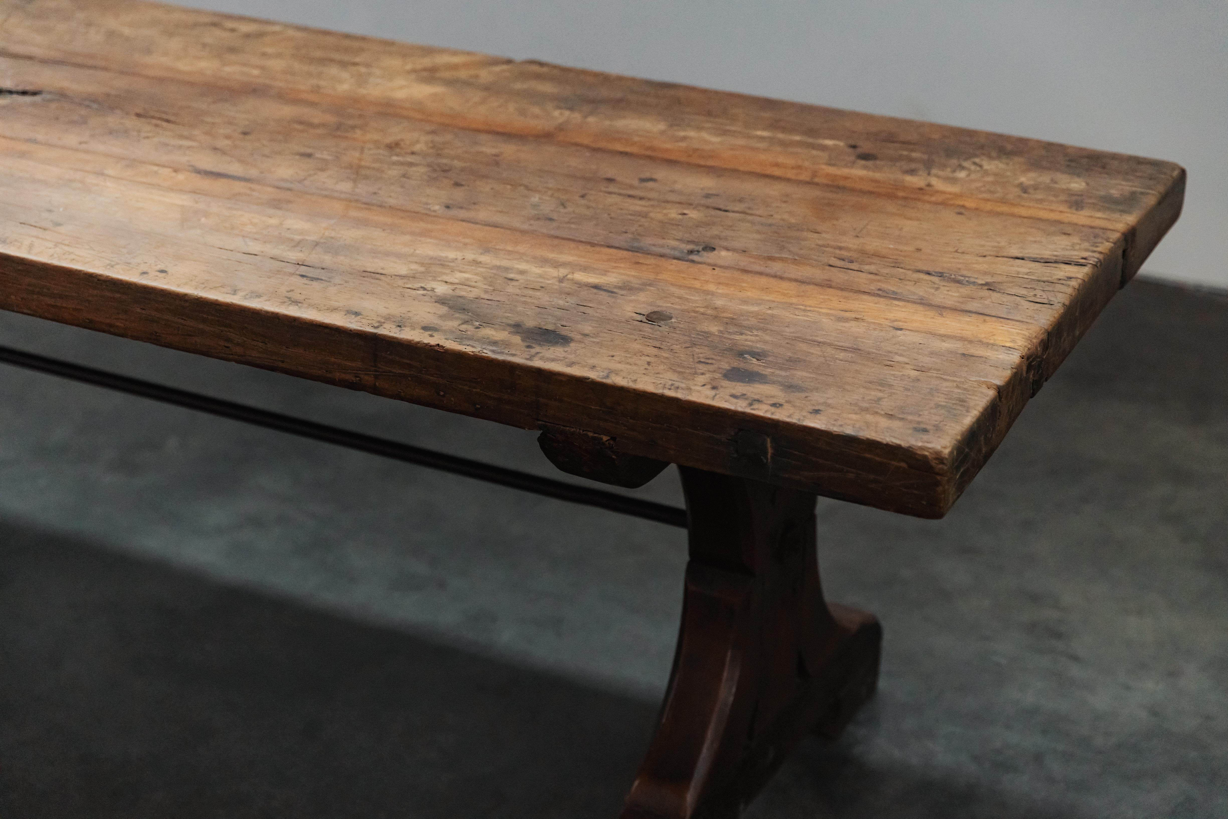 Early Oak Dining Table From Italy, Circa 1850.  Solid oak construction with great patina and wear.