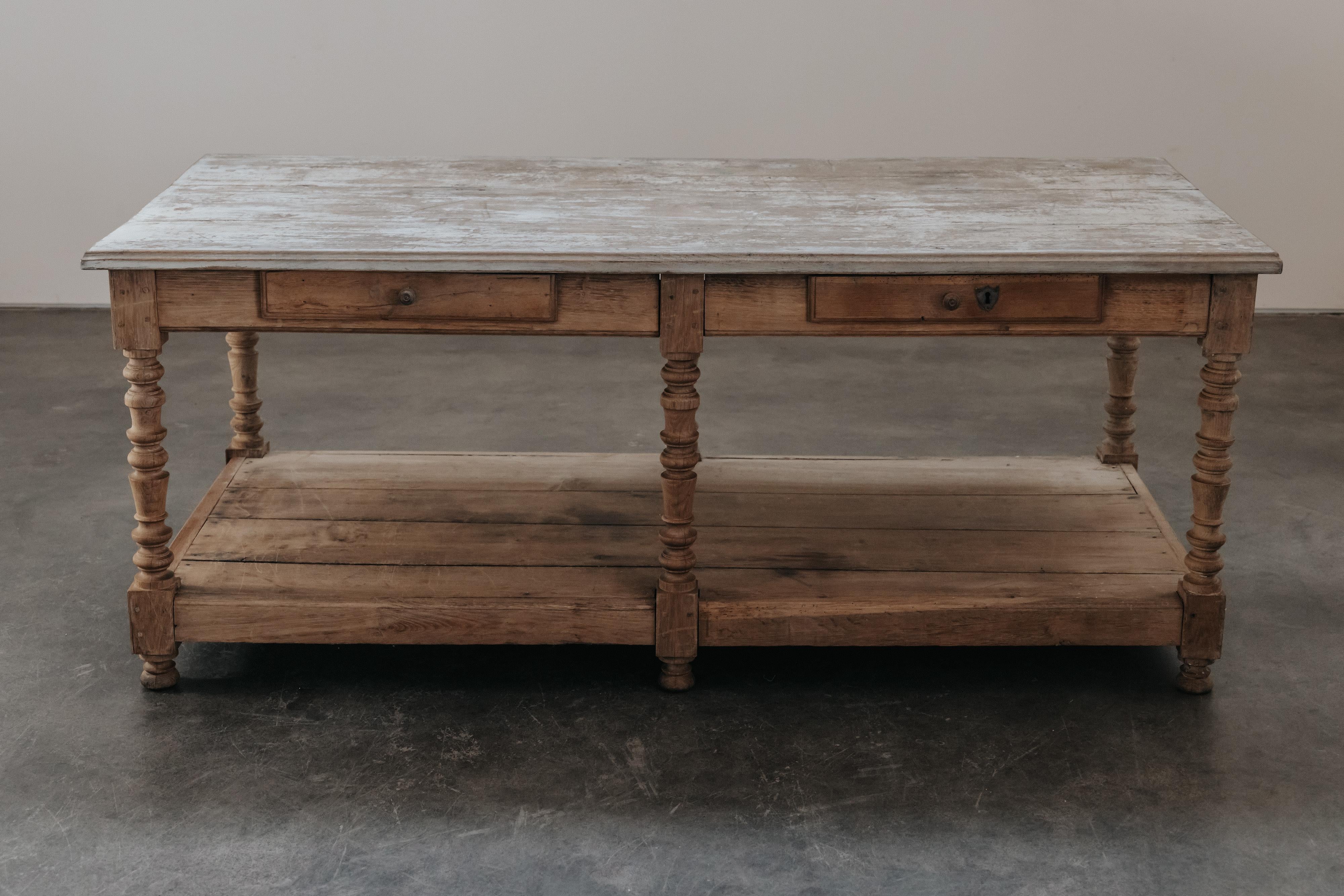 Early Oak Draper Table With Original Patina, France 1850.  Solid oak construction with nice patina and use.
