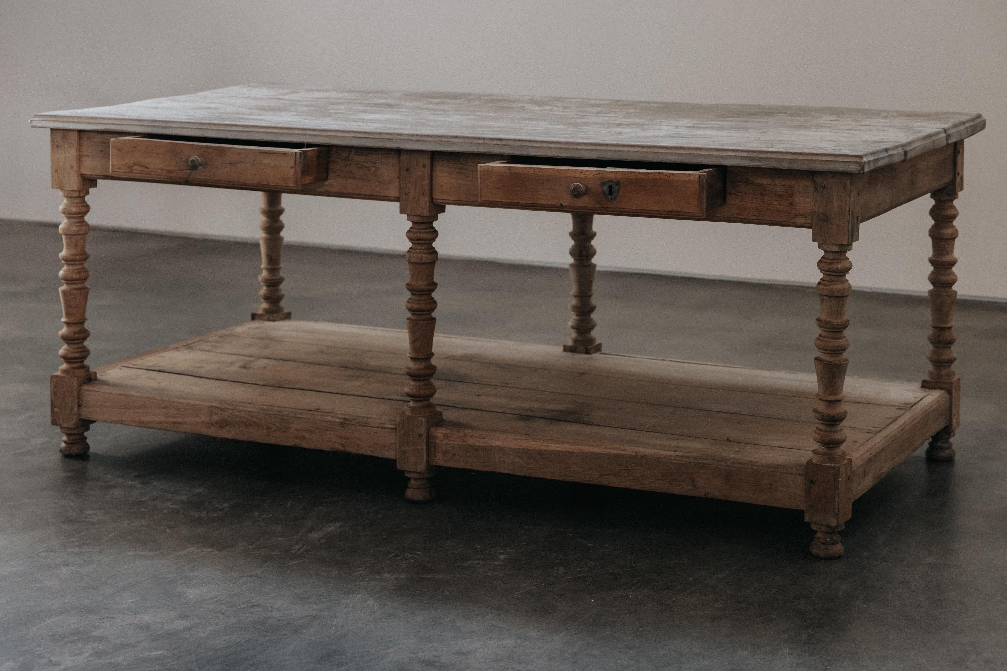 European Early Oak Draper Table With Original Patina, France 1850 For Sale