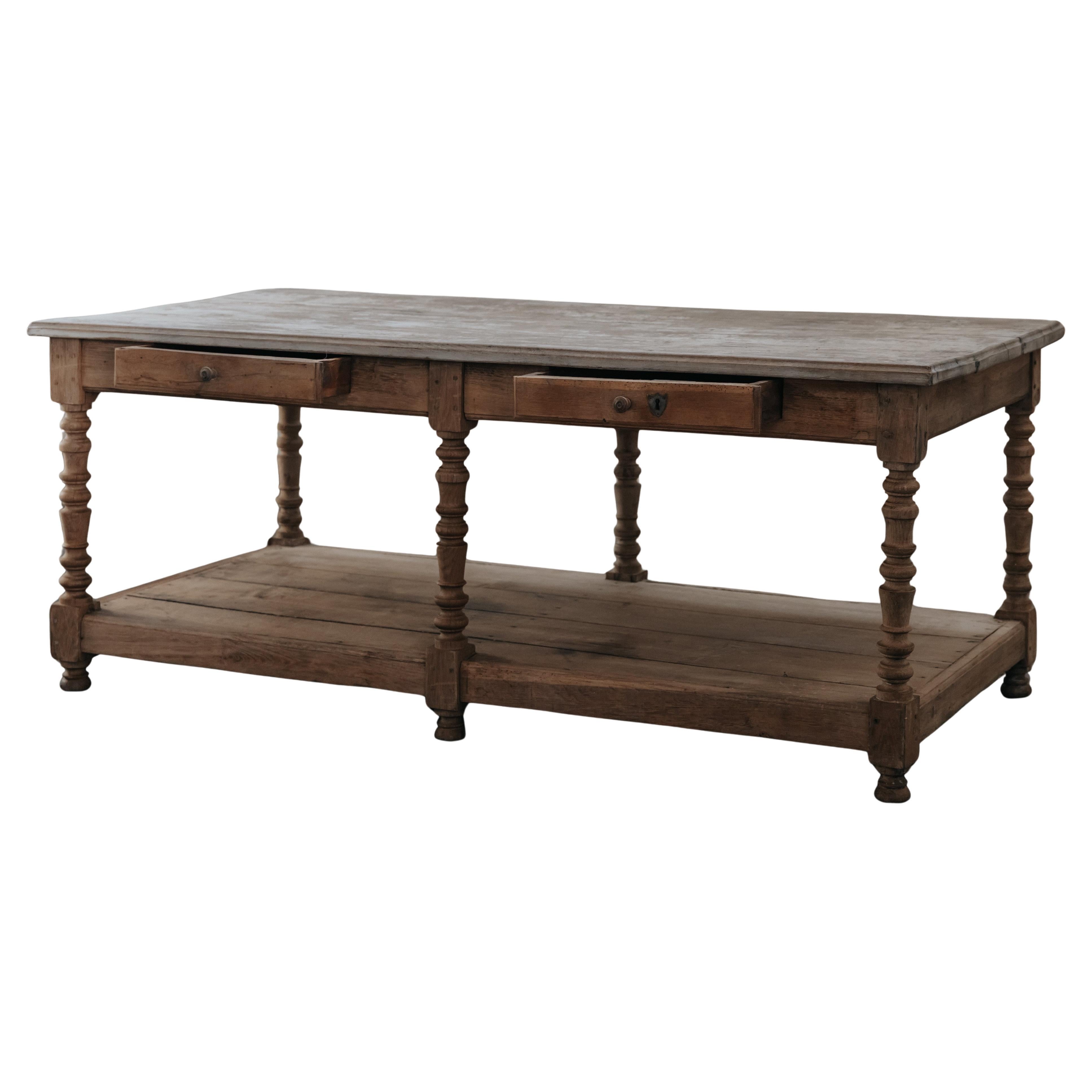 Early Oak Draper Table With Original Patina, France 1850 For Sale
