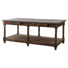 Early Oak Draper Table With Original Patina, France 1850