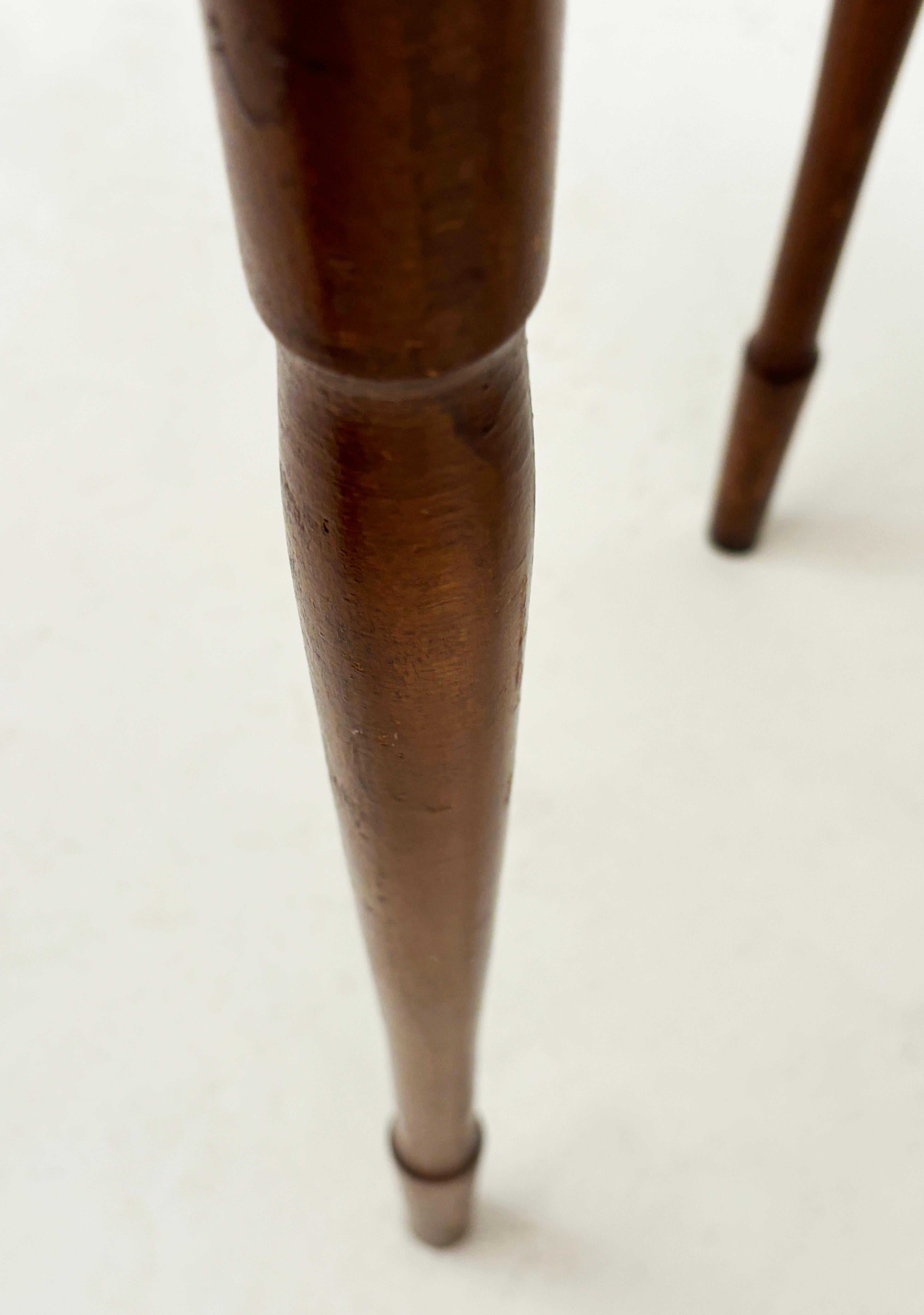 Brass Early Oak Folding Cutting/Work Table For Sale