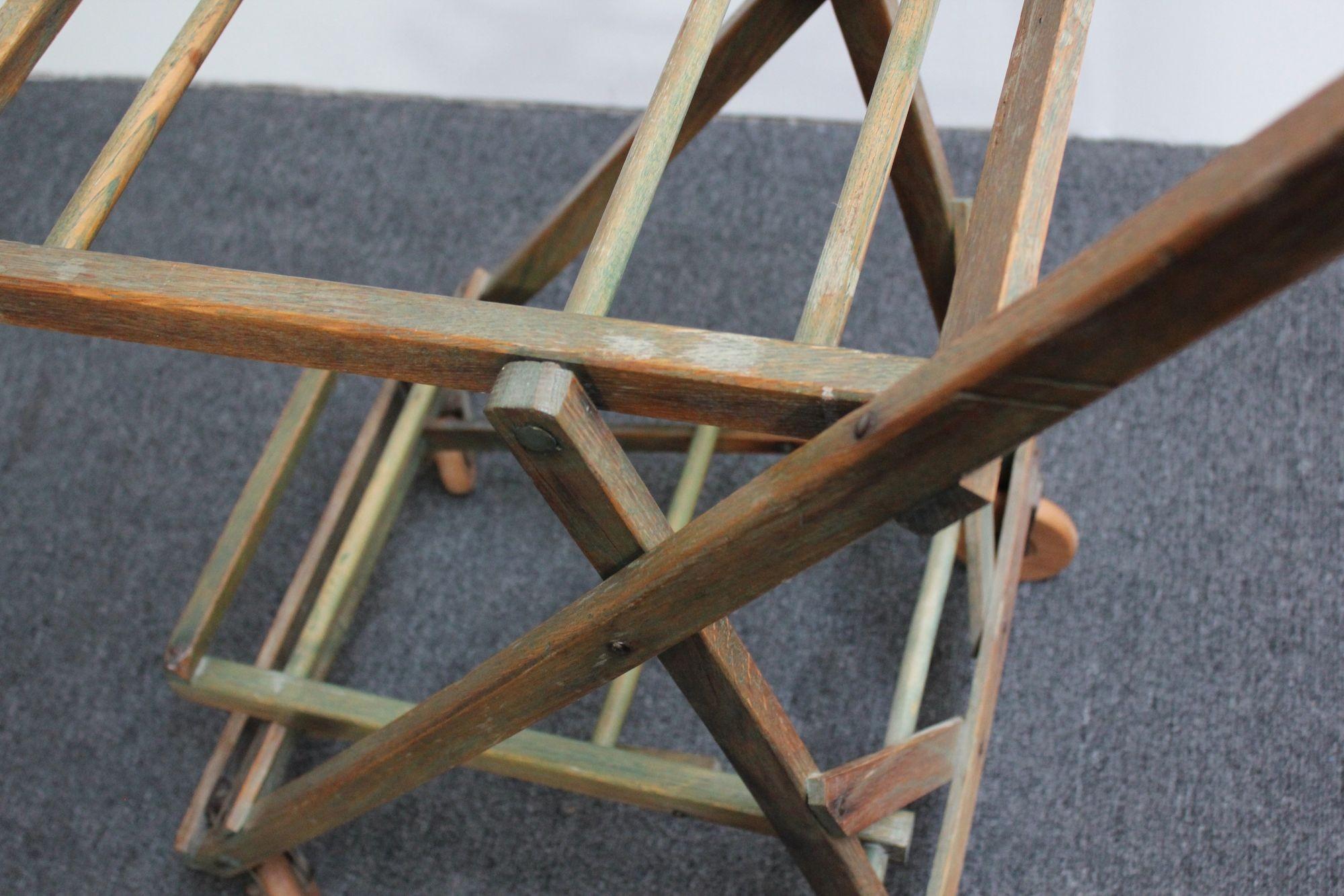 Mid-20th Century Early Oak Folding Grocery / Shopping Cart For Sale