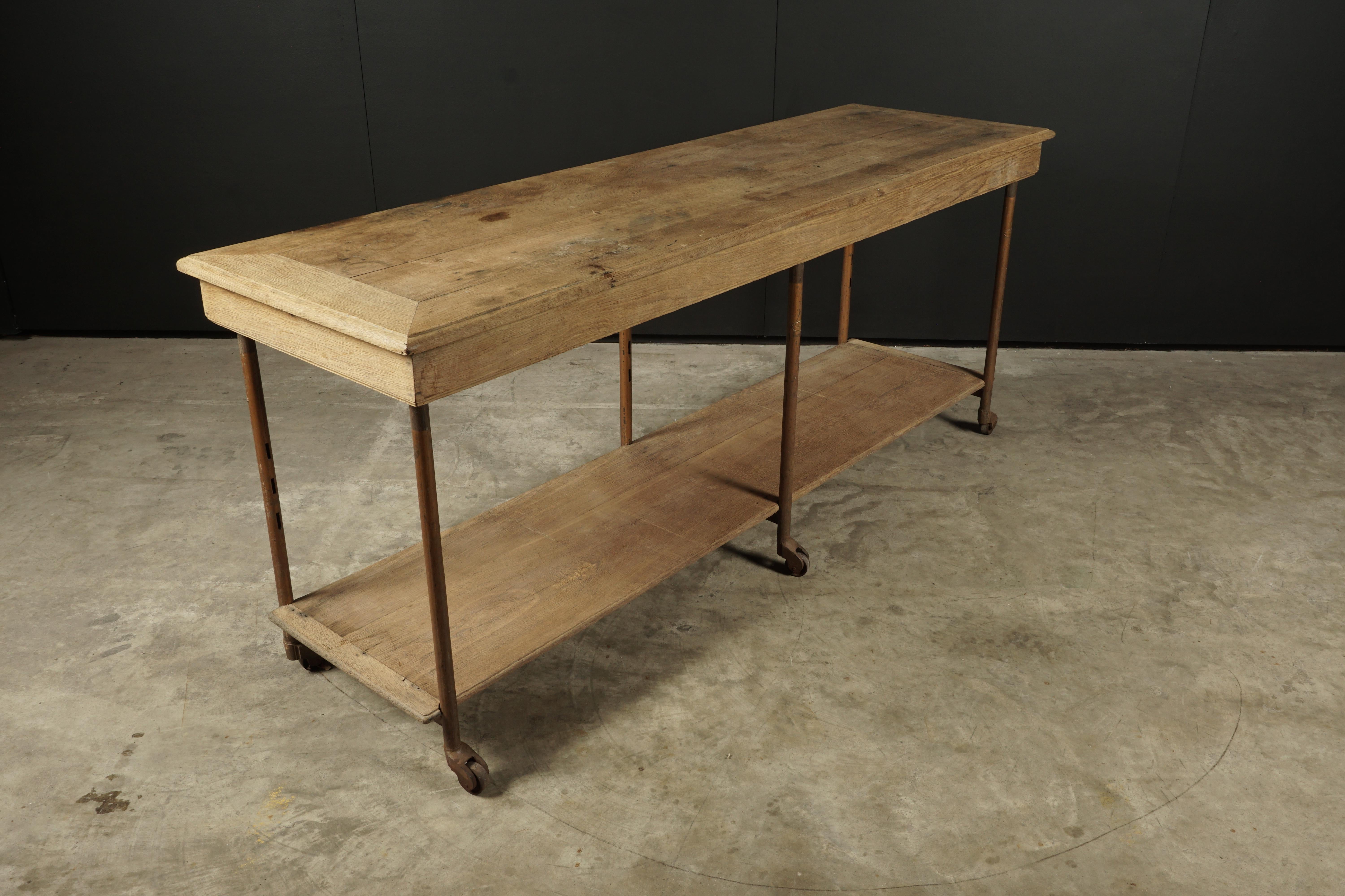 Early 20th Century Early Oak Haberdashery Console Table from France, circa 1900