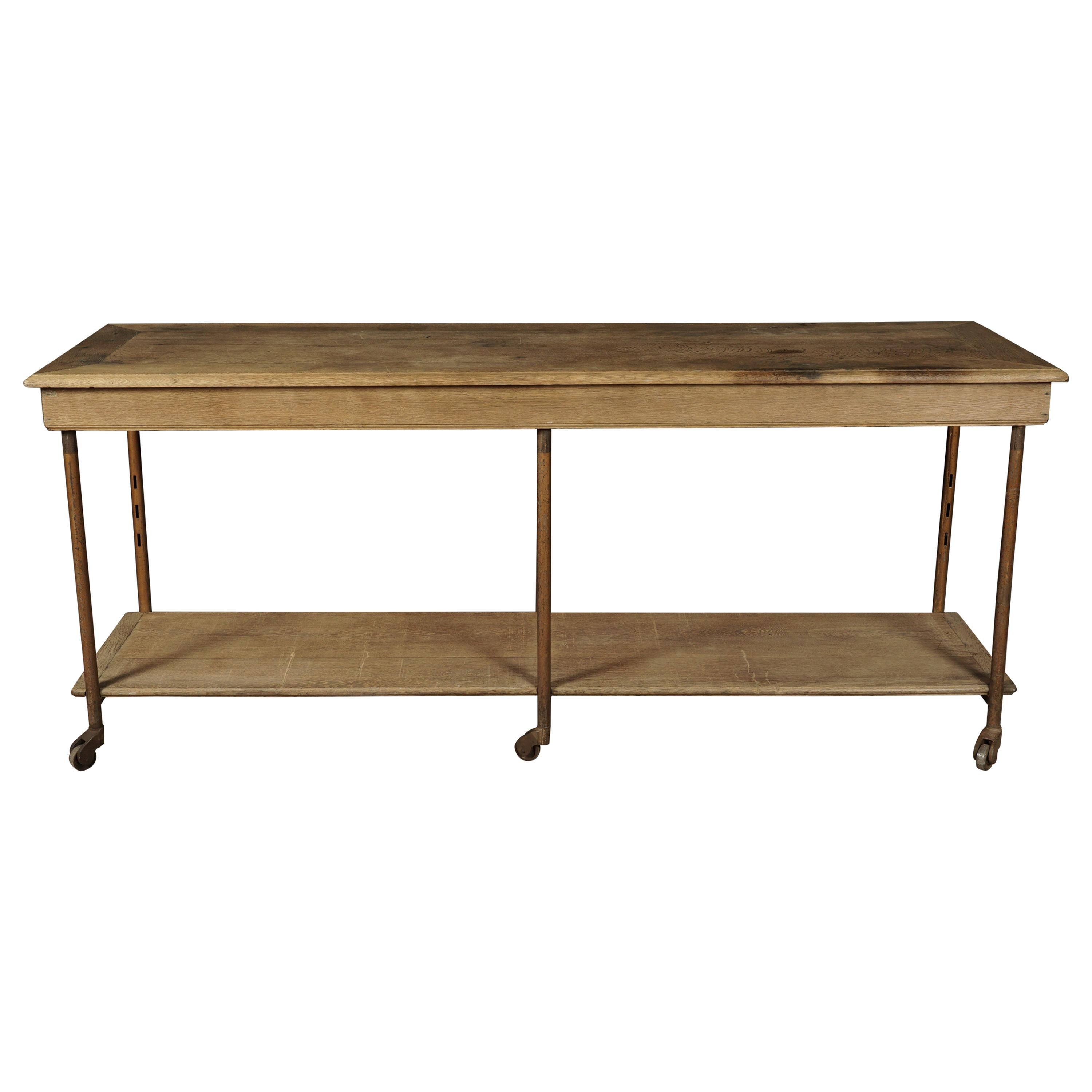 Early Oak Haberdashery Console Table from France, circa 1900