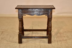 Früher Eichenholz-Tischhocker, ca. 1690-1720