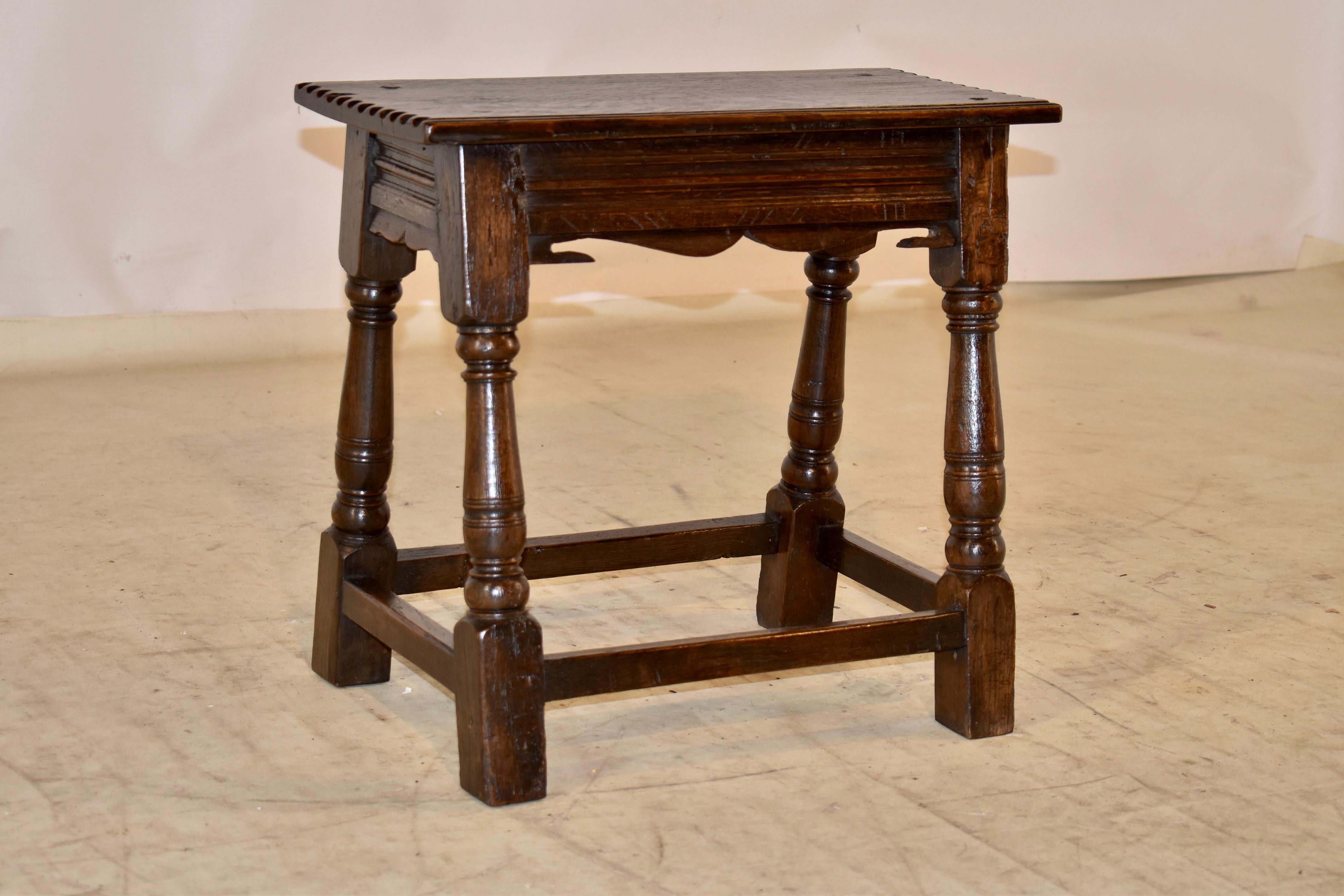 William and Mary Early Oak Joint Stool, circa 1690-1720 For Sale