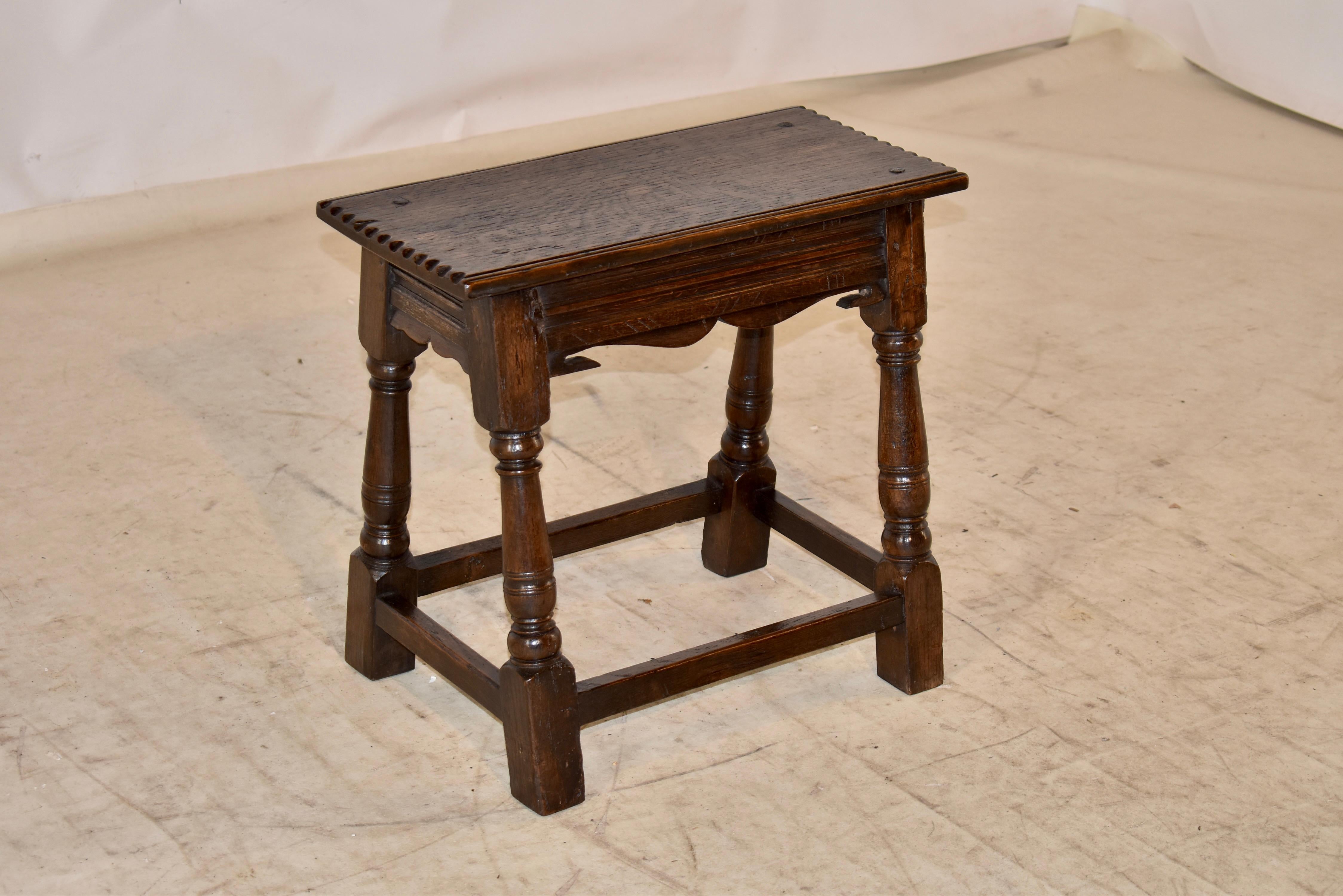 English Early Oak Joint Stool, circa 1690-1720 For Sale