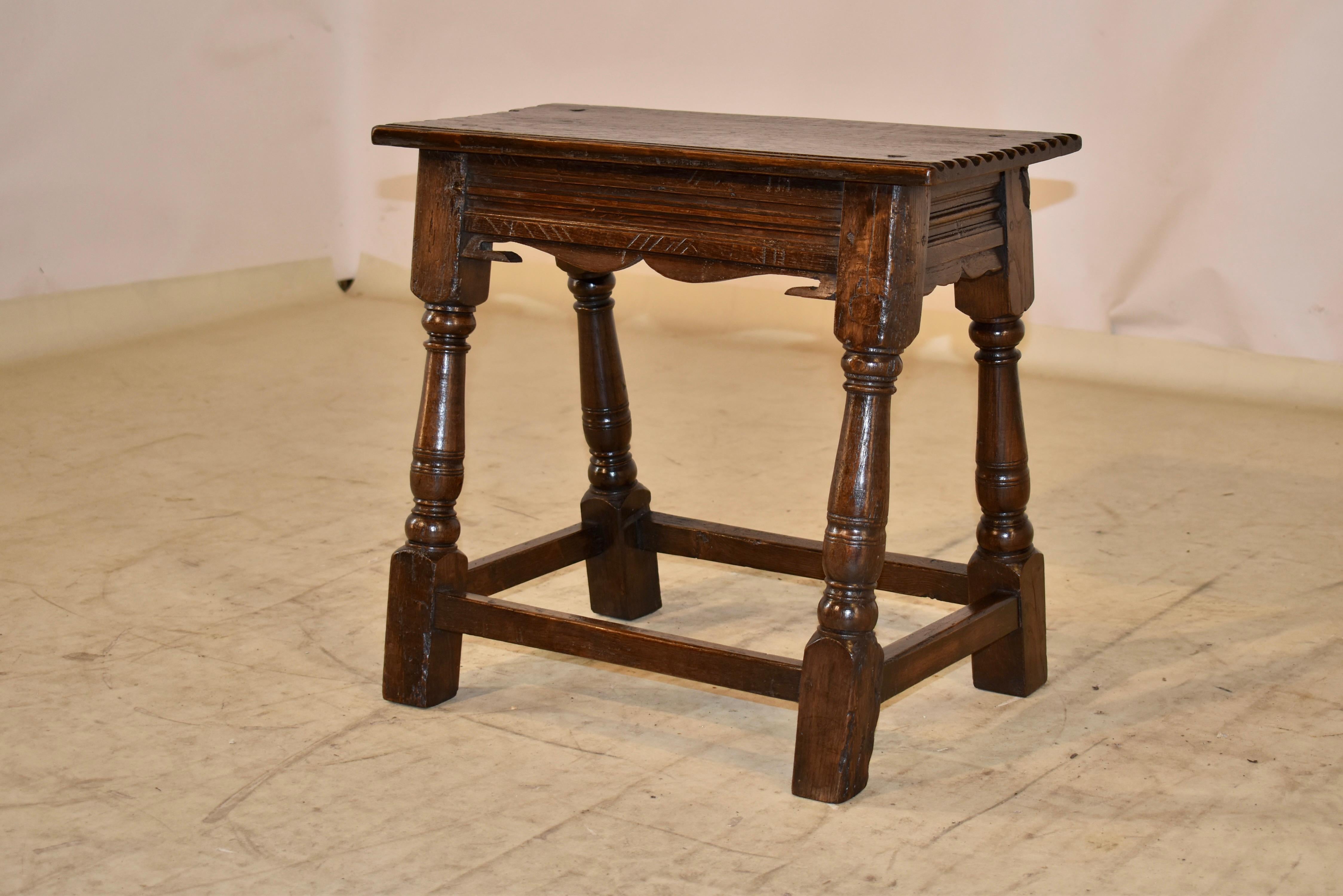 Turned Early Oak Joint Stool, circa 1690-1720 For Sale