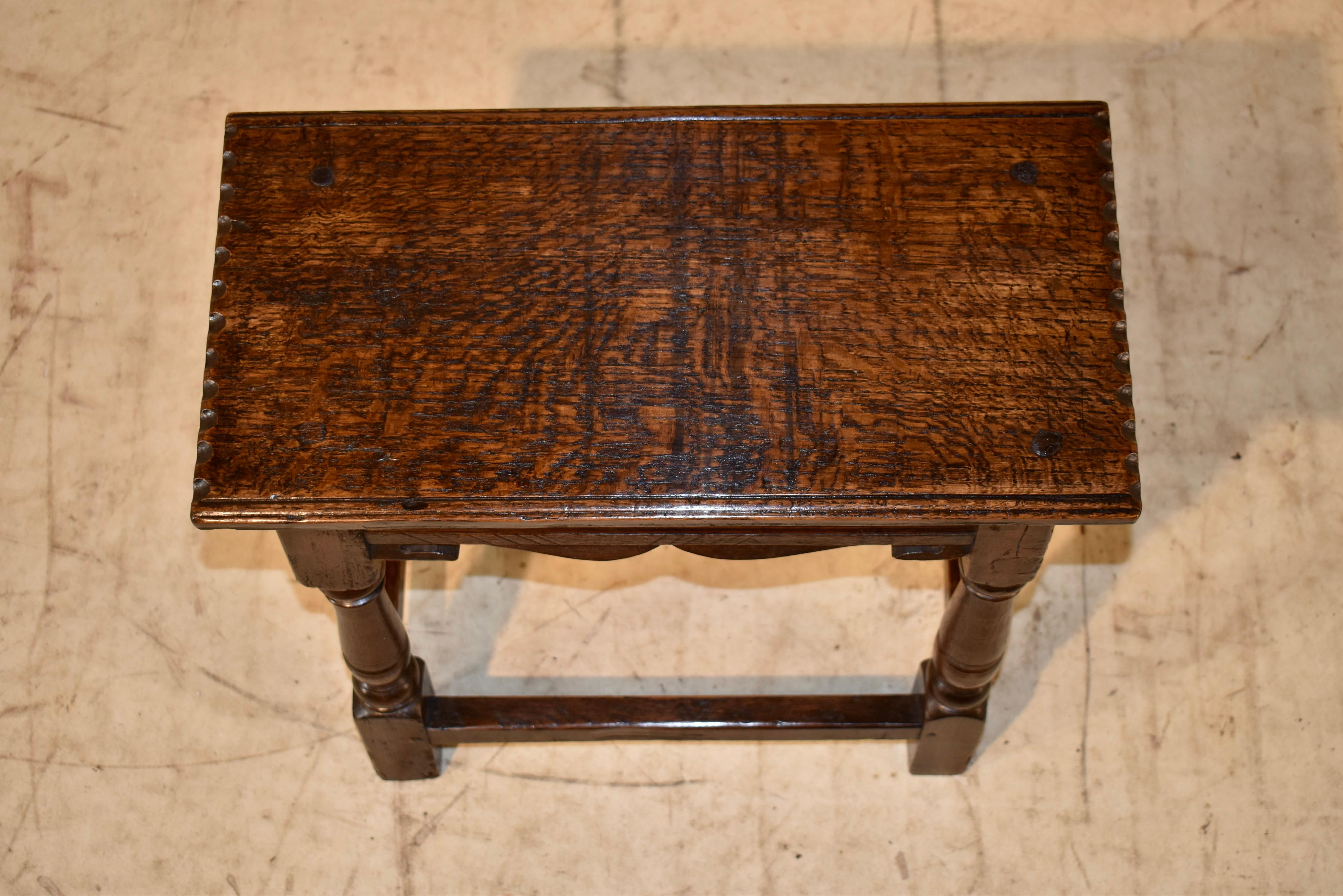 Early Oak Joint Stool, circa 1690-1720 In Good Condition For Sale In High Point, NC
