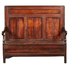 Frühe Eiche getäfelte Rückenlehne Settle Bench