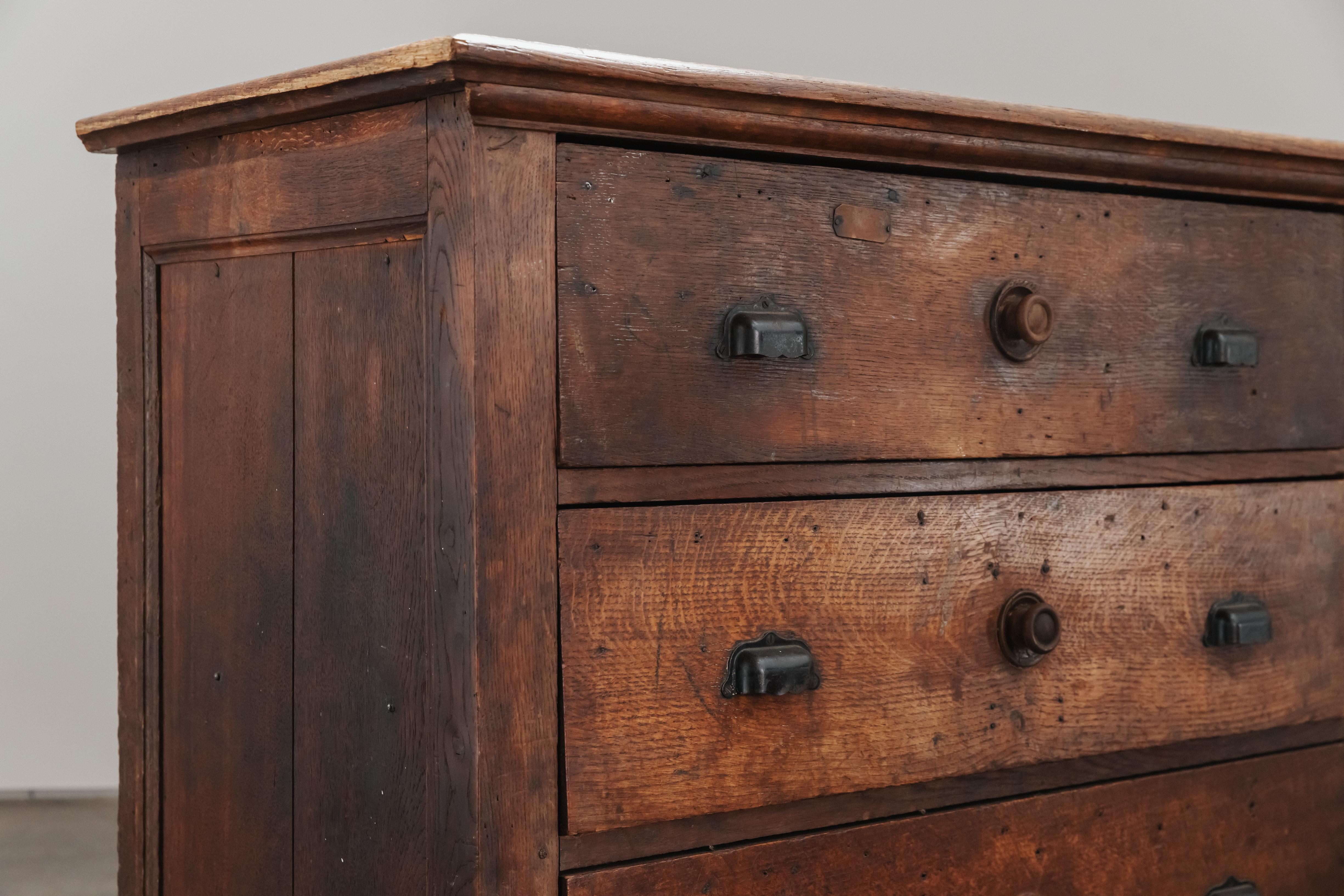 European Early Oak Shop Cabinet From France, Circa 1900