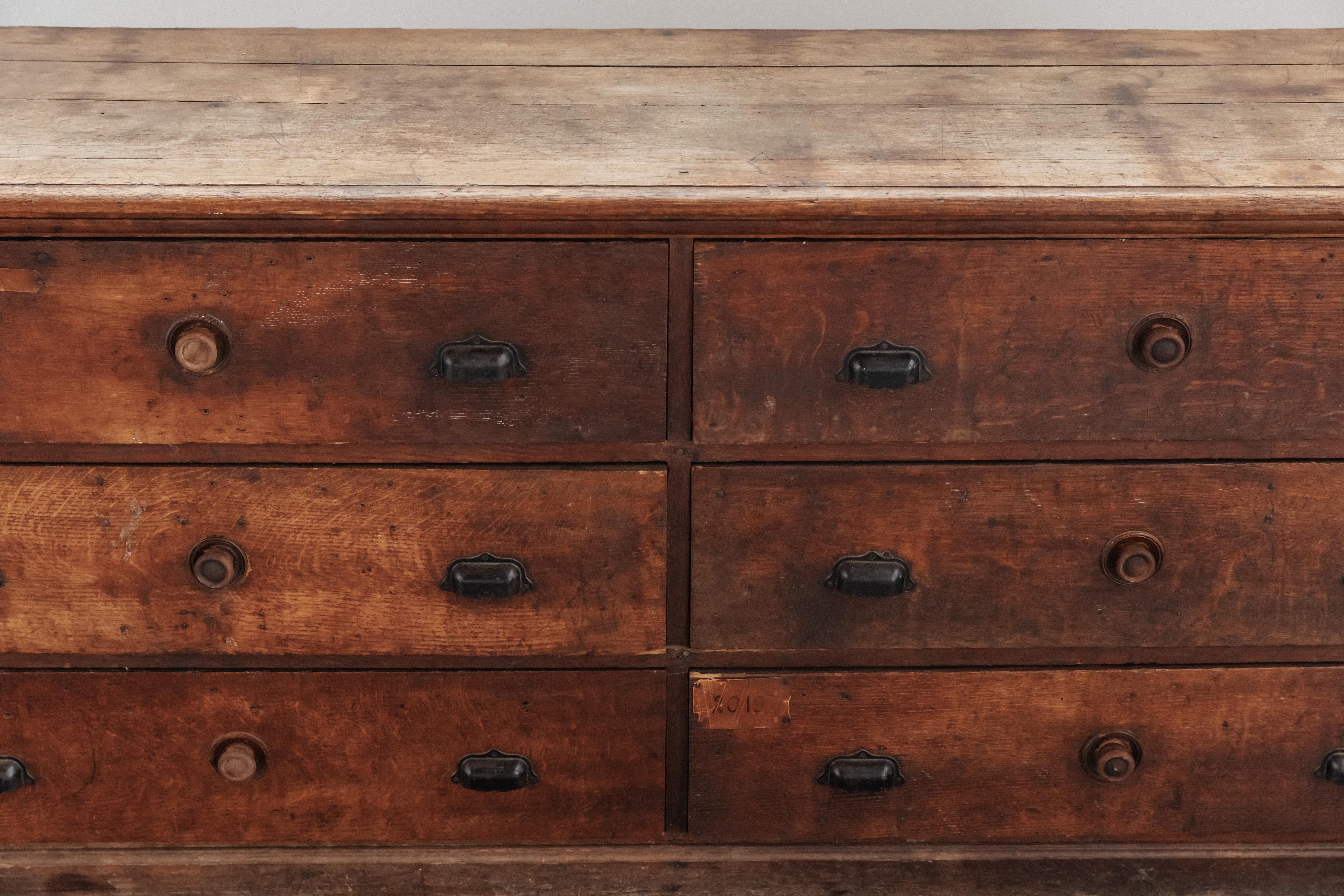 Early Oak Shop Cabinet From France, Circa 1900 In Good Condition In Nashville, TN