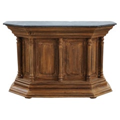 Antique Early Oak Shop Counter From France, Circa 1880