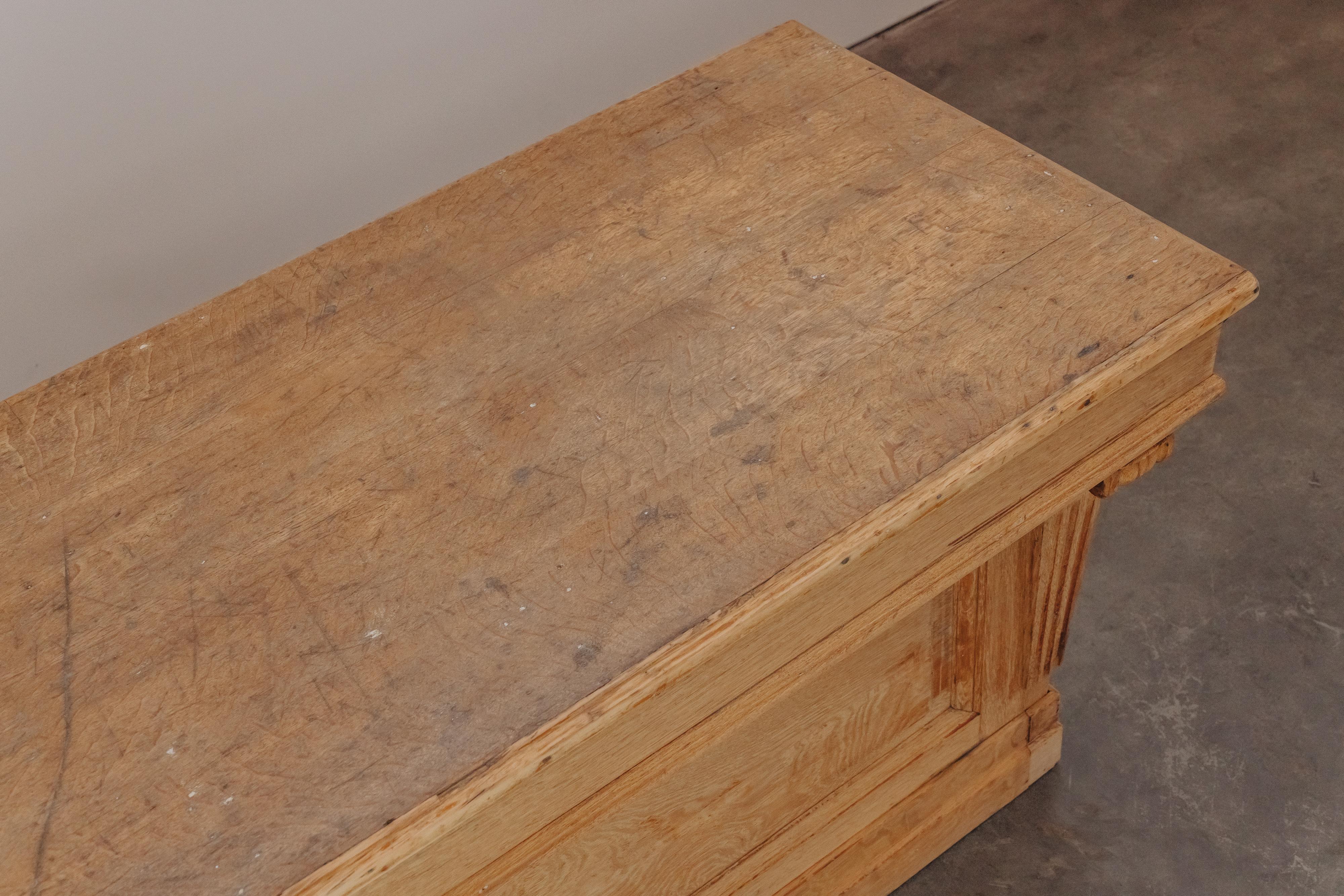 Early Oak Shop Counter From France, Circa 1920 For Sale 10