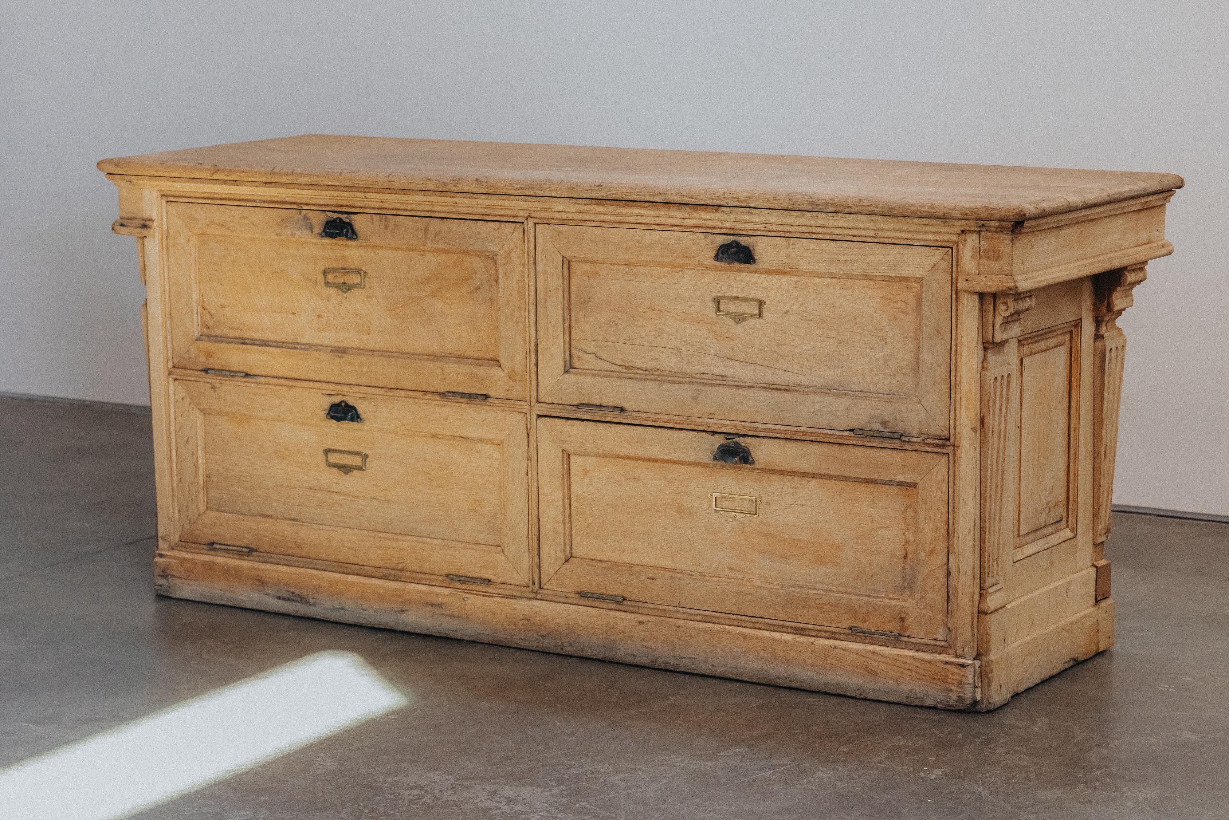 European Early Oak Shop Counter From France, Circa 1920 For Sale