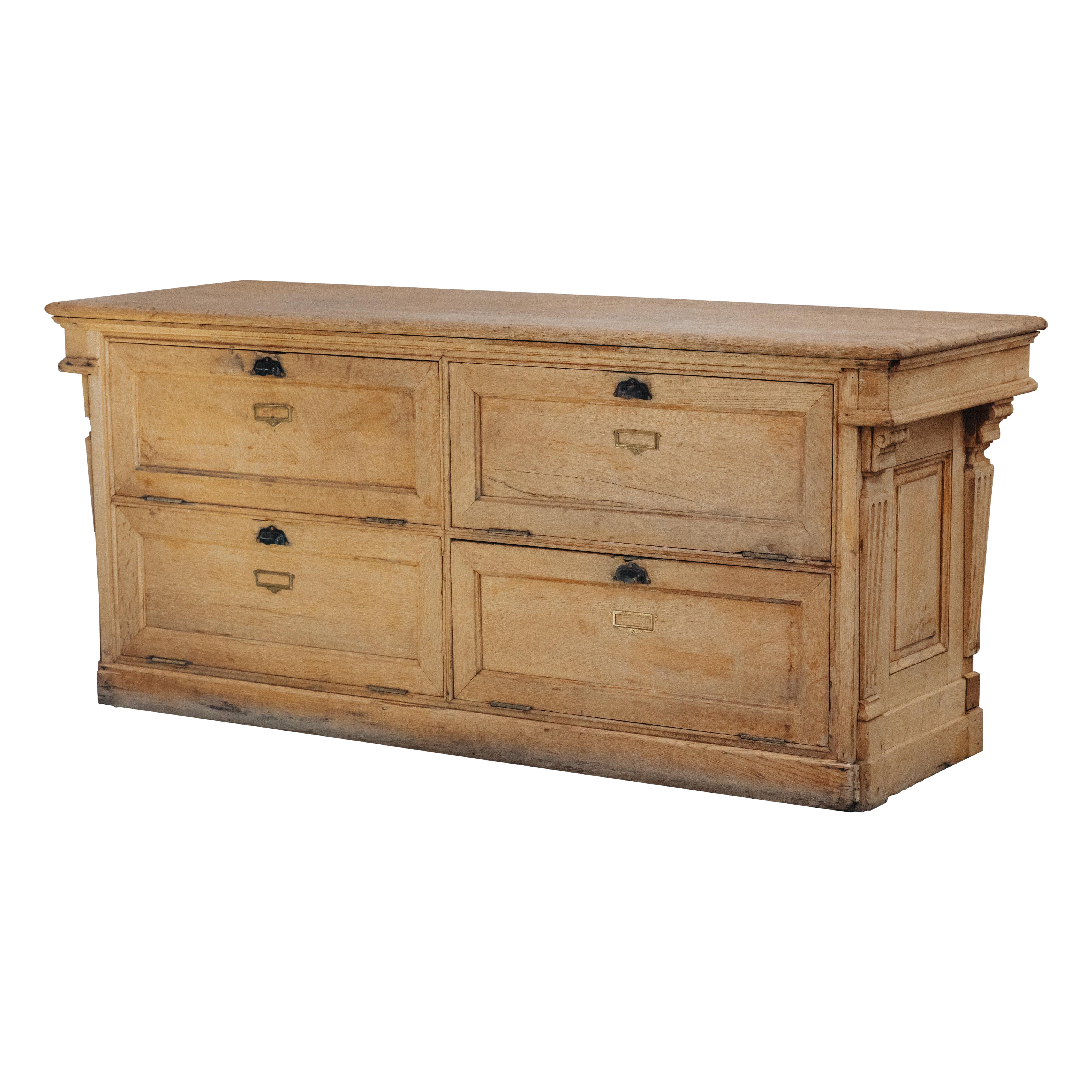 Early Oak Shop Counter From France, Circa 1920 For Sale