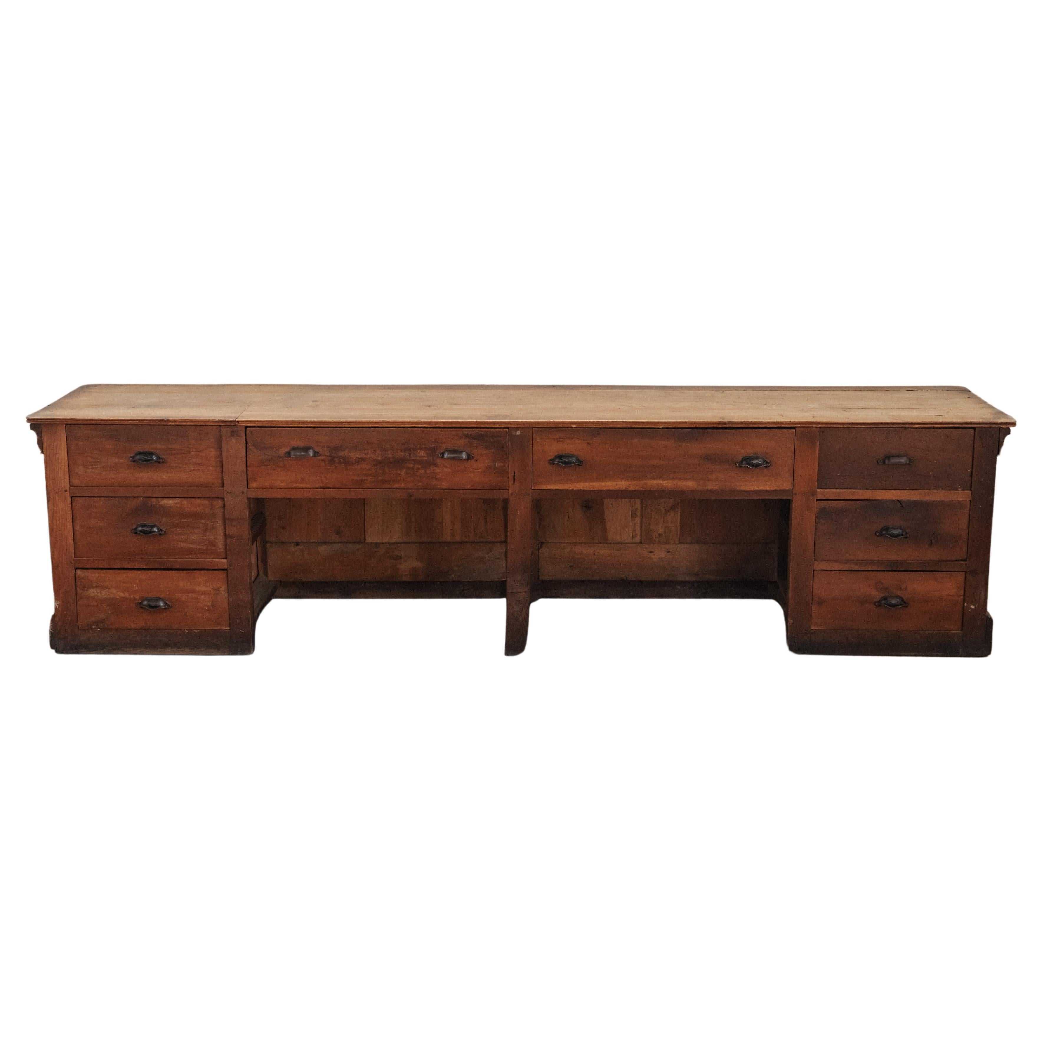 Early Oak Shop Counter From France, Circa 1940