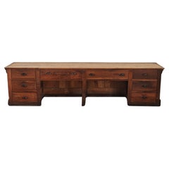 antique counter Early Oak Shop Counter From France, Circa 1940