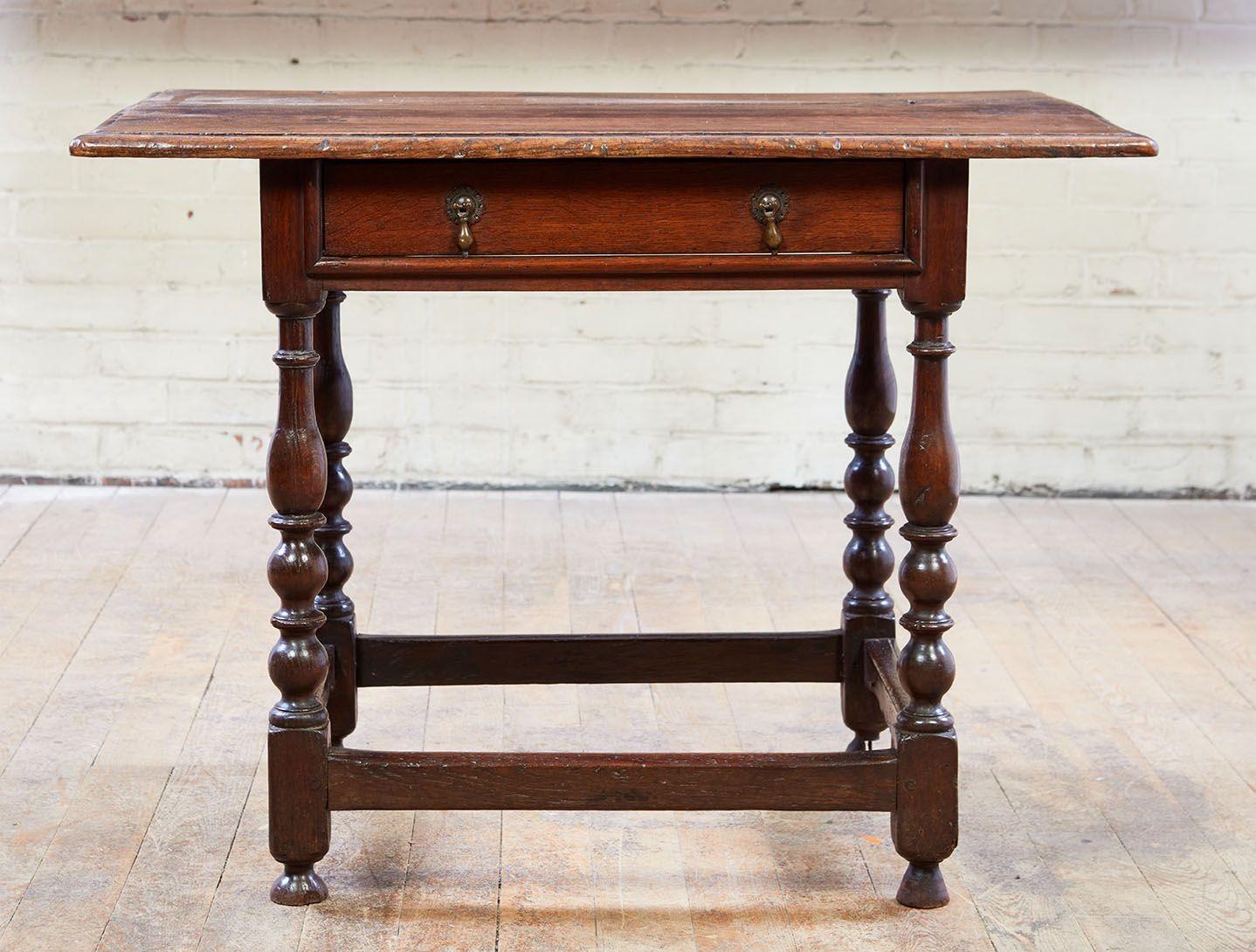 Early Oak Stretcher Base Table For Sale 5