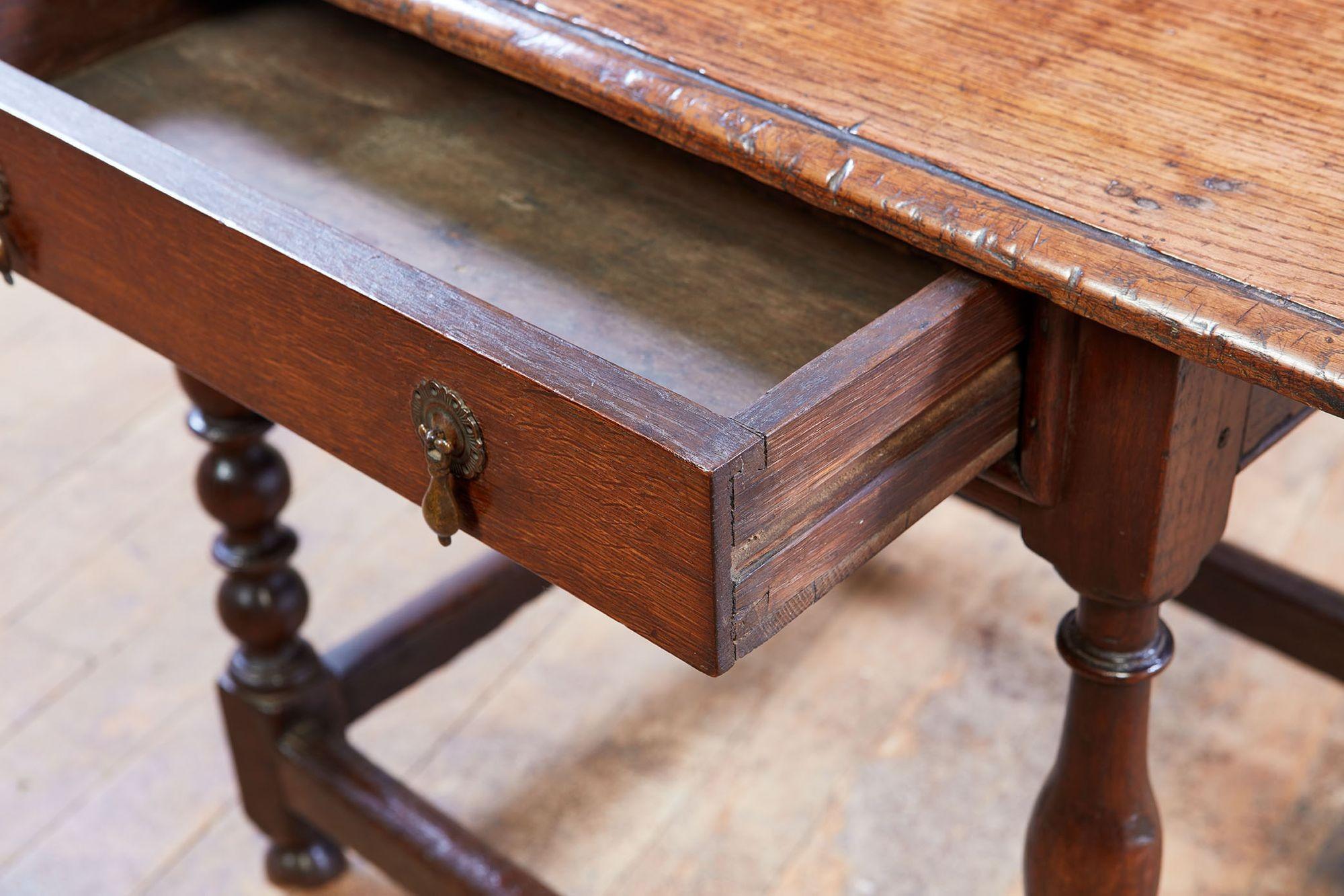 Early Oak Stretcher Base Table For Sale 7