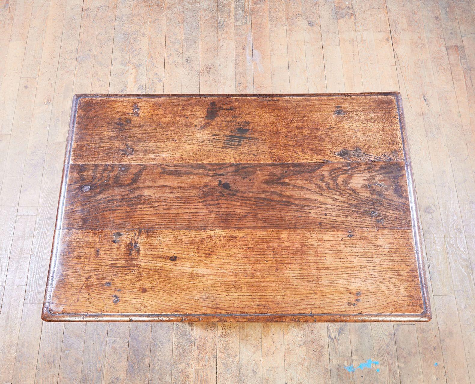 English Early Oak Stretcher Base Table For Sale