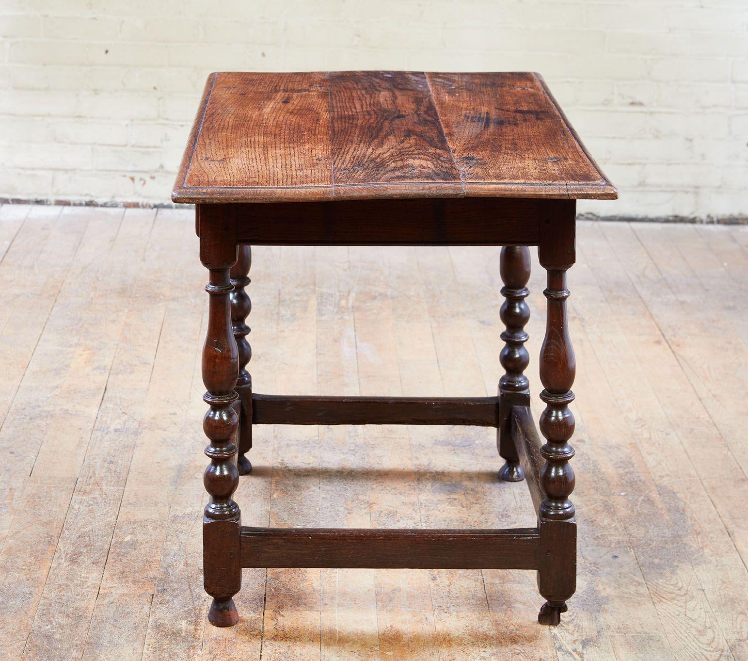 Early Oak Stretcher Base Table For Sale 1