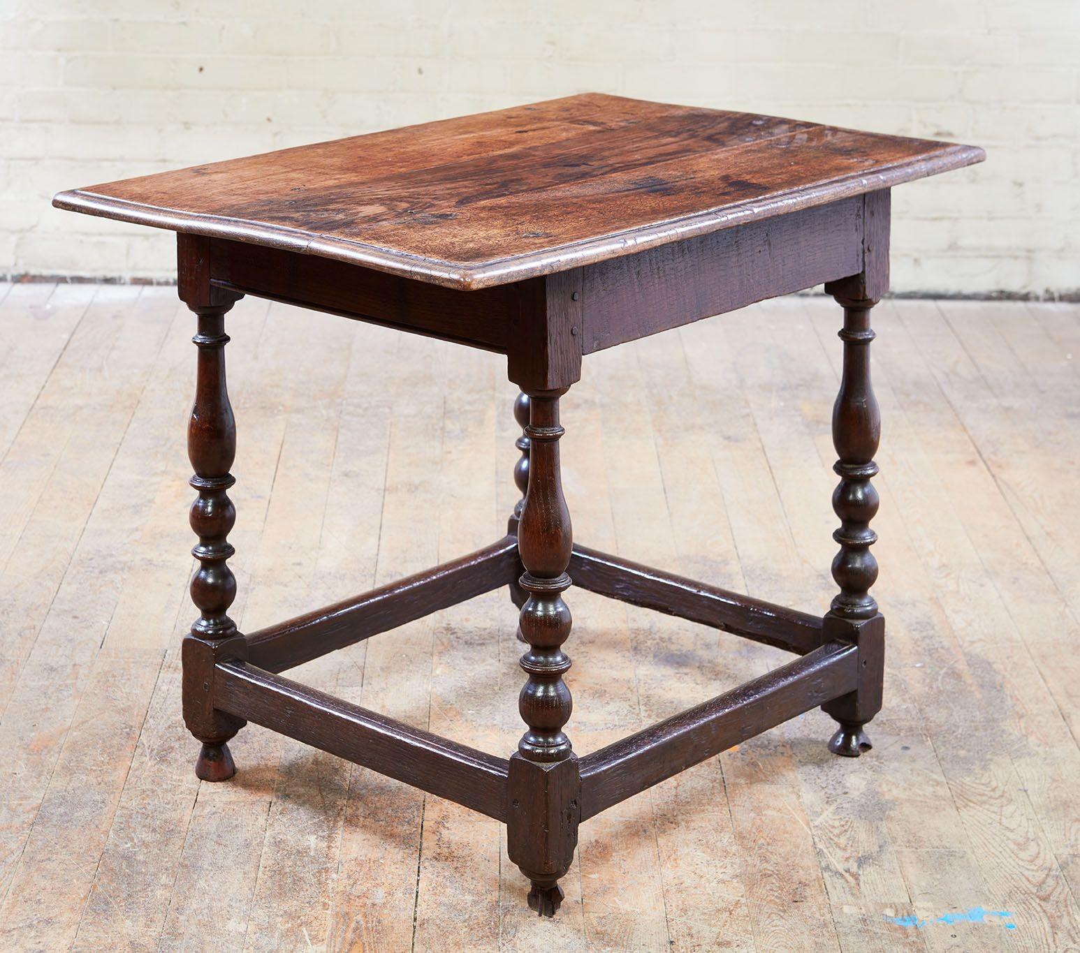 Early Oak Stretcher Base Table For Sale 1