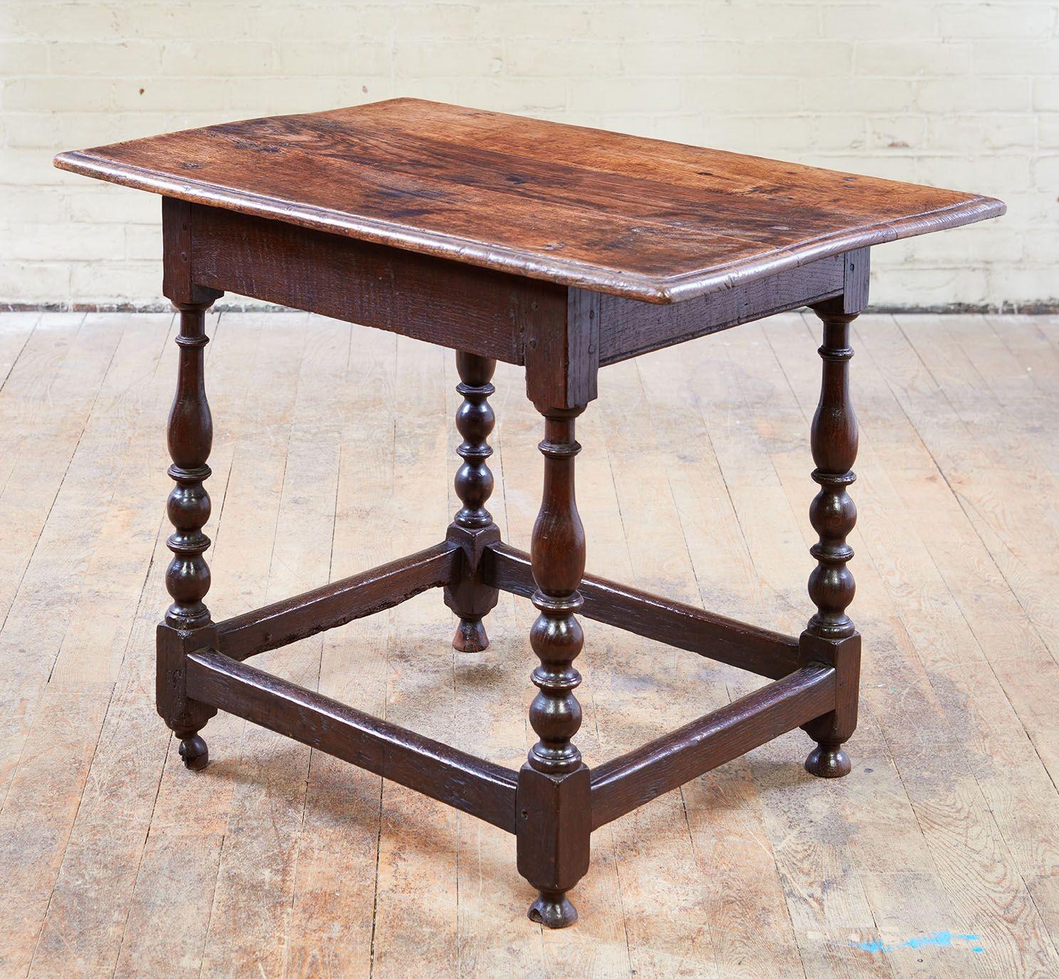 Early Oak Stretcher Base Table For Sale 2
