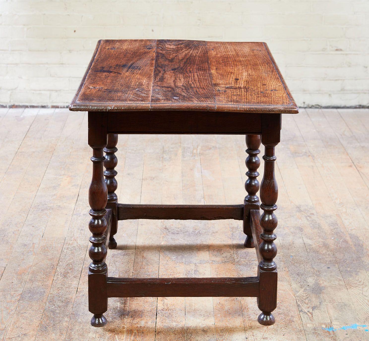 Early Oak Stretcher Base Table For Sale 4