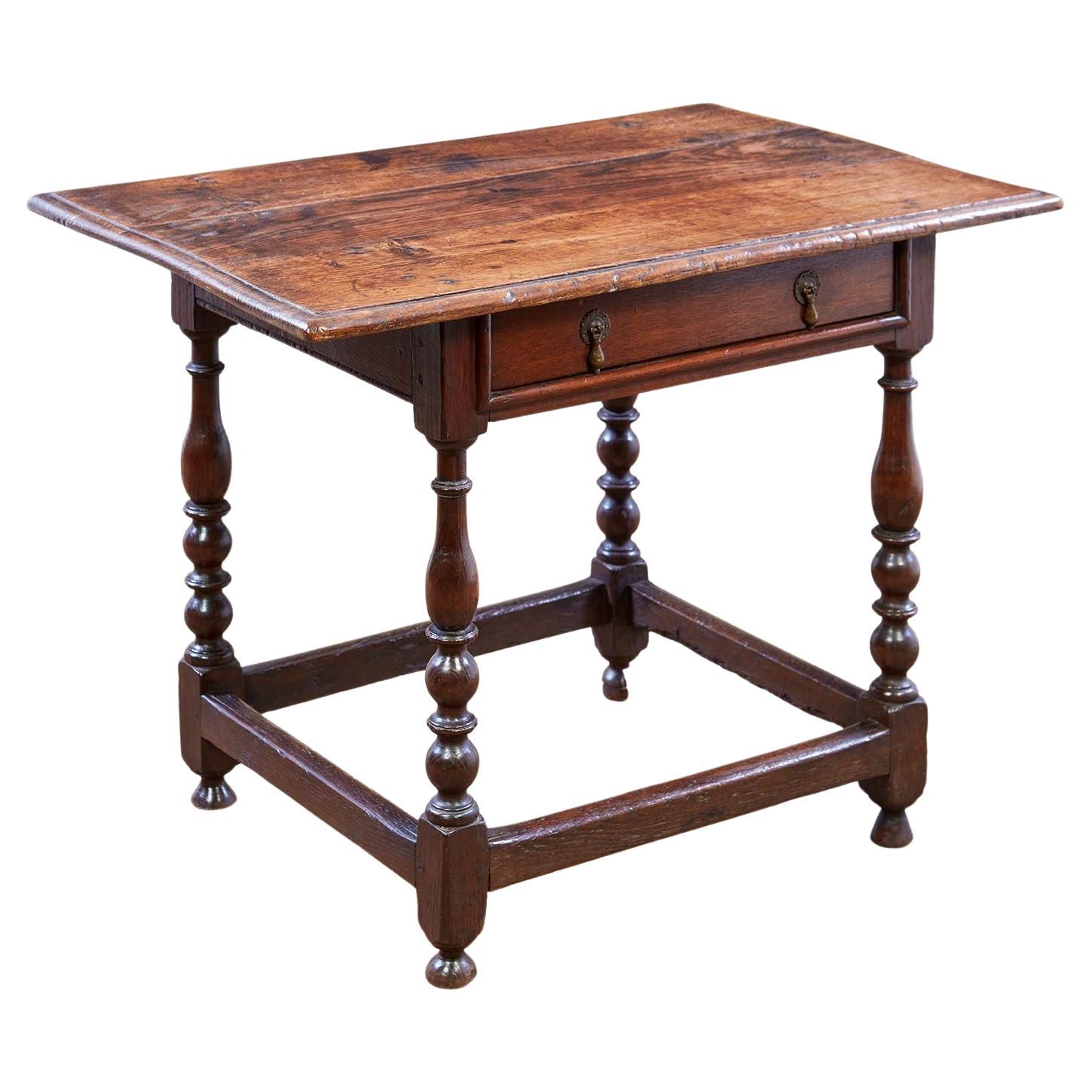 Early Oak Stretcher Base Table For Sale