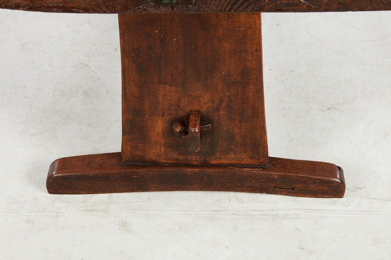 Pine Early Thick Top Trestle Table