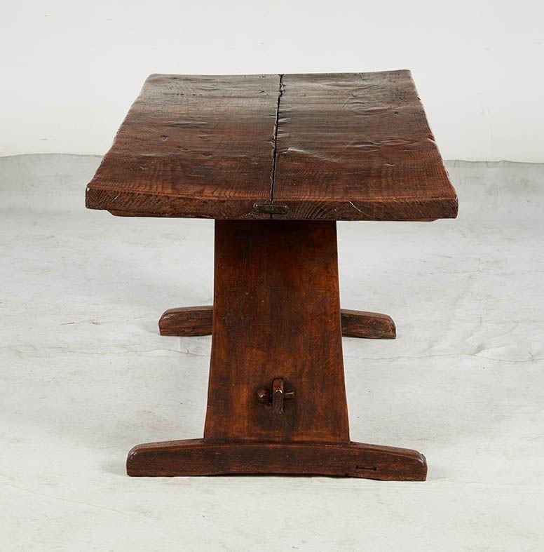 Early Thick Top Trestle Table 3