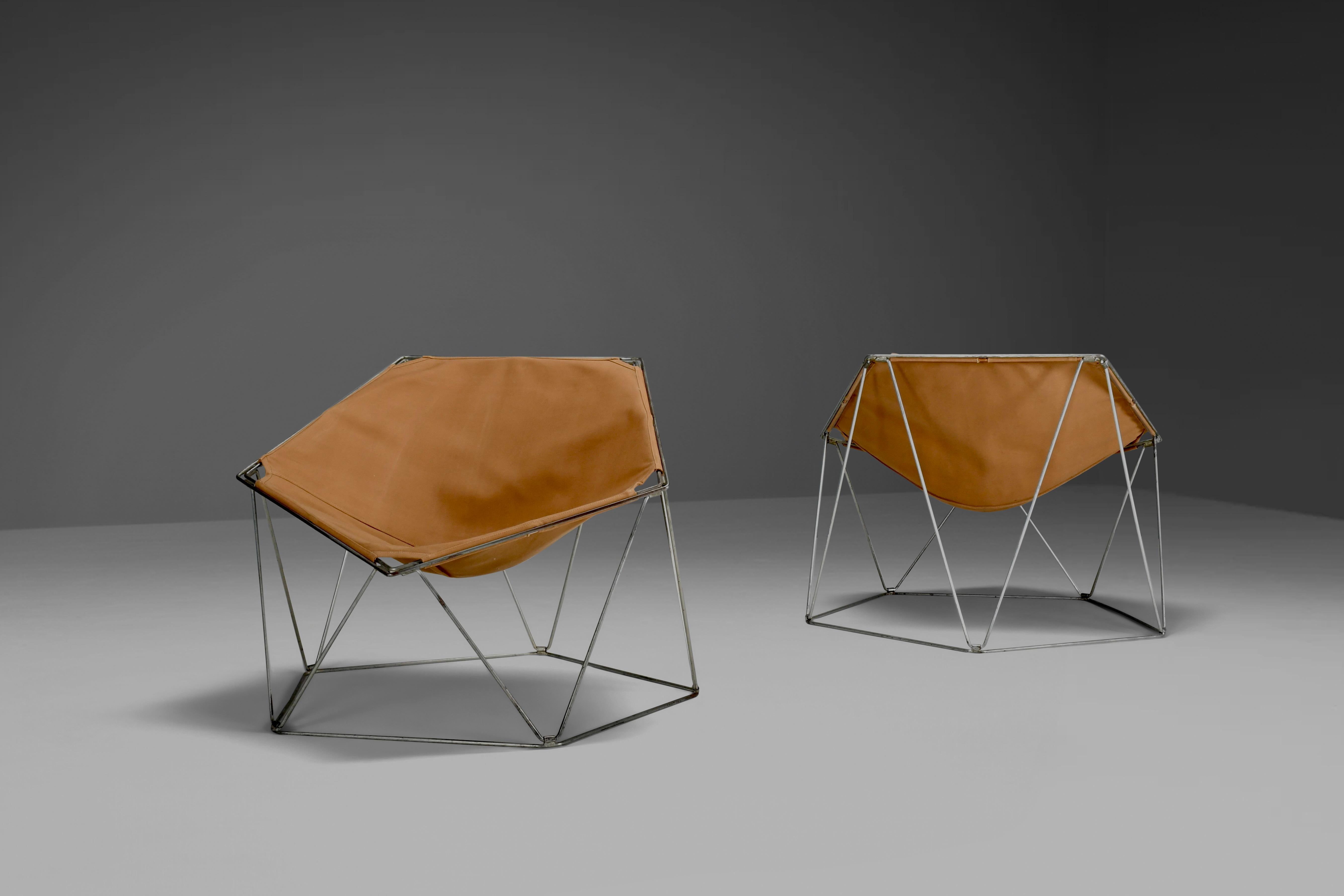 French Early Ocher Canvas Penta Chairs by Jean-Paul Barray & Kim Moltzer for Bofinger For Sale