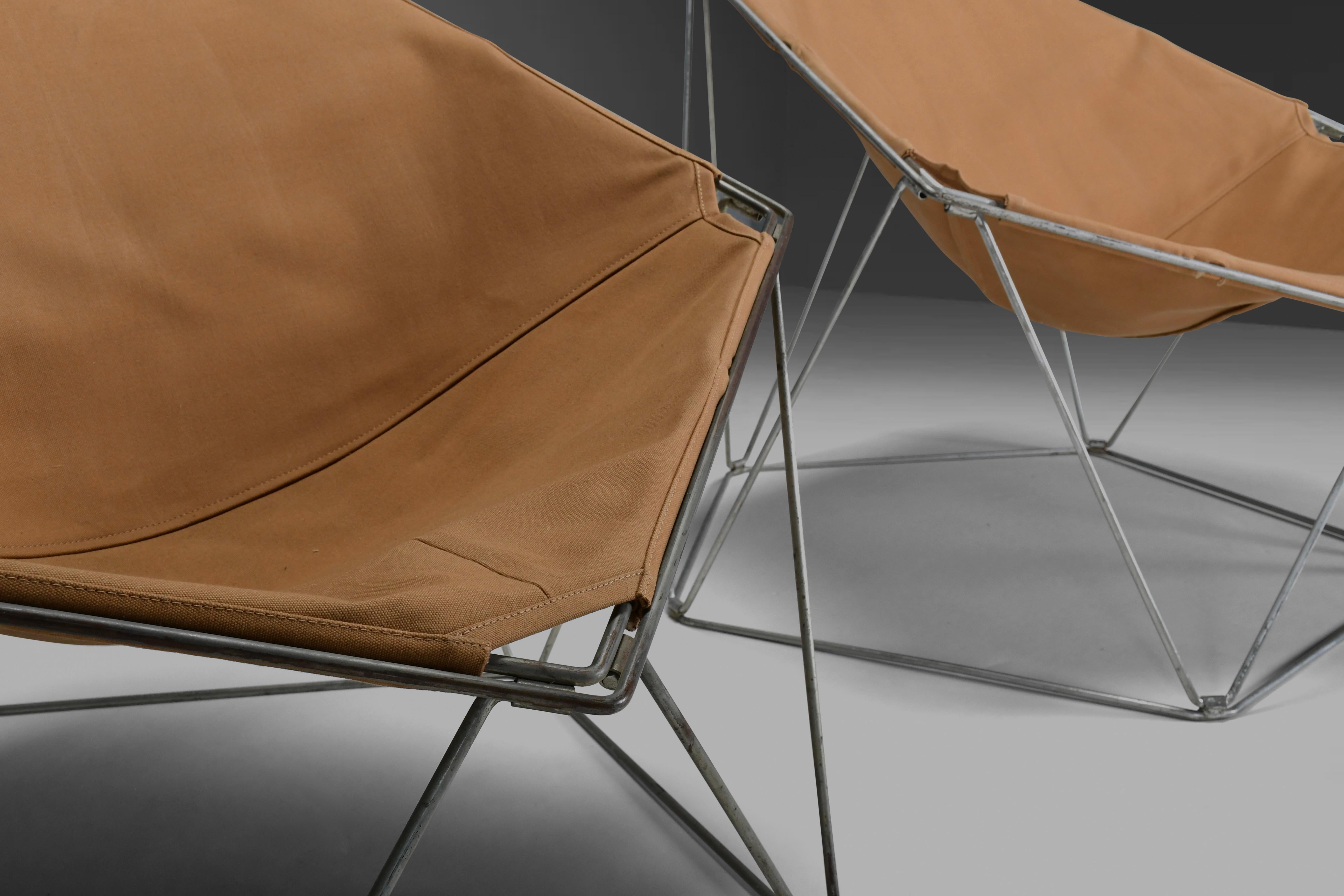 Metal Early Ocher Canvas Penta Chairs by Jean-Paul Barray & Kim Moltzer for Bofinger For Sale