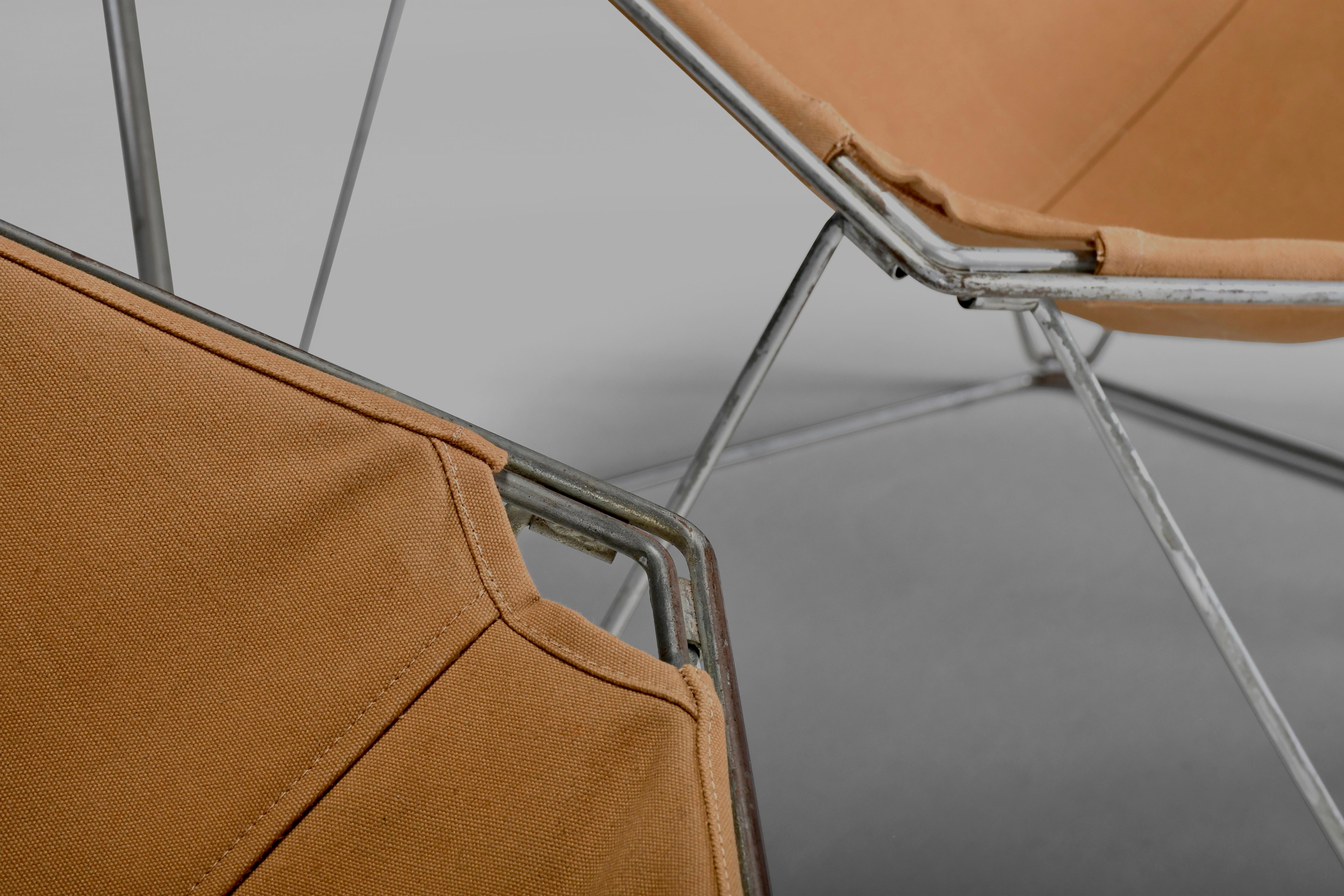 Frühe ockerfarbene Penta-Stühle aus Segeltuch von Jean-Paul Barray & Kim Moltzer für Bofinger im Angebot 1