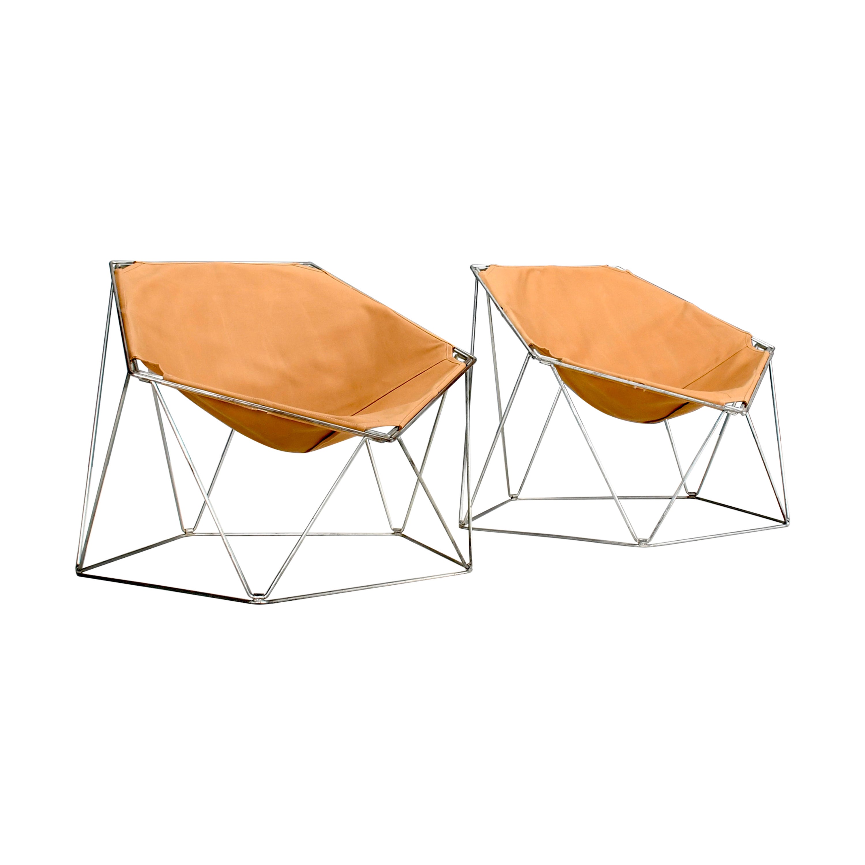 Early Ocher Canvas Penta Chairs by Jean-Paul Barray & Kim Moltzer for Bofinger