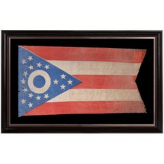 Used Early Ohio State Flag with Blue Disc Inside the Buckeye