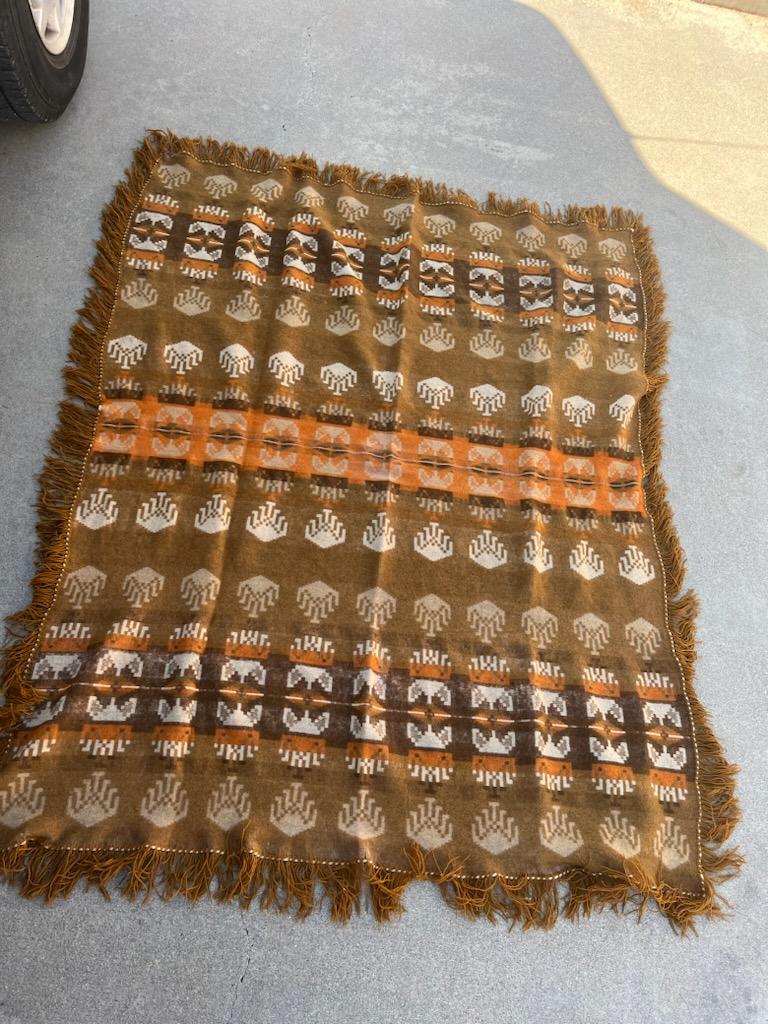 Adirondack Early Oregon City Wool Blanket with Fringe For Sale