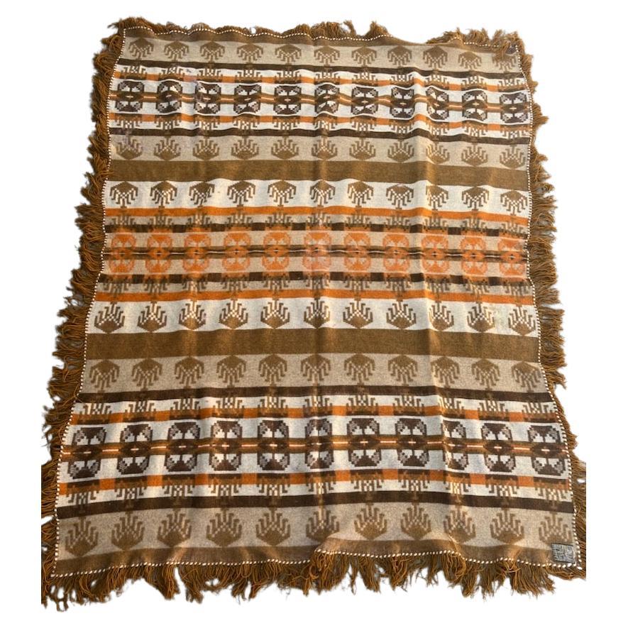 Early Oregon City Wool Blanket with Fringe