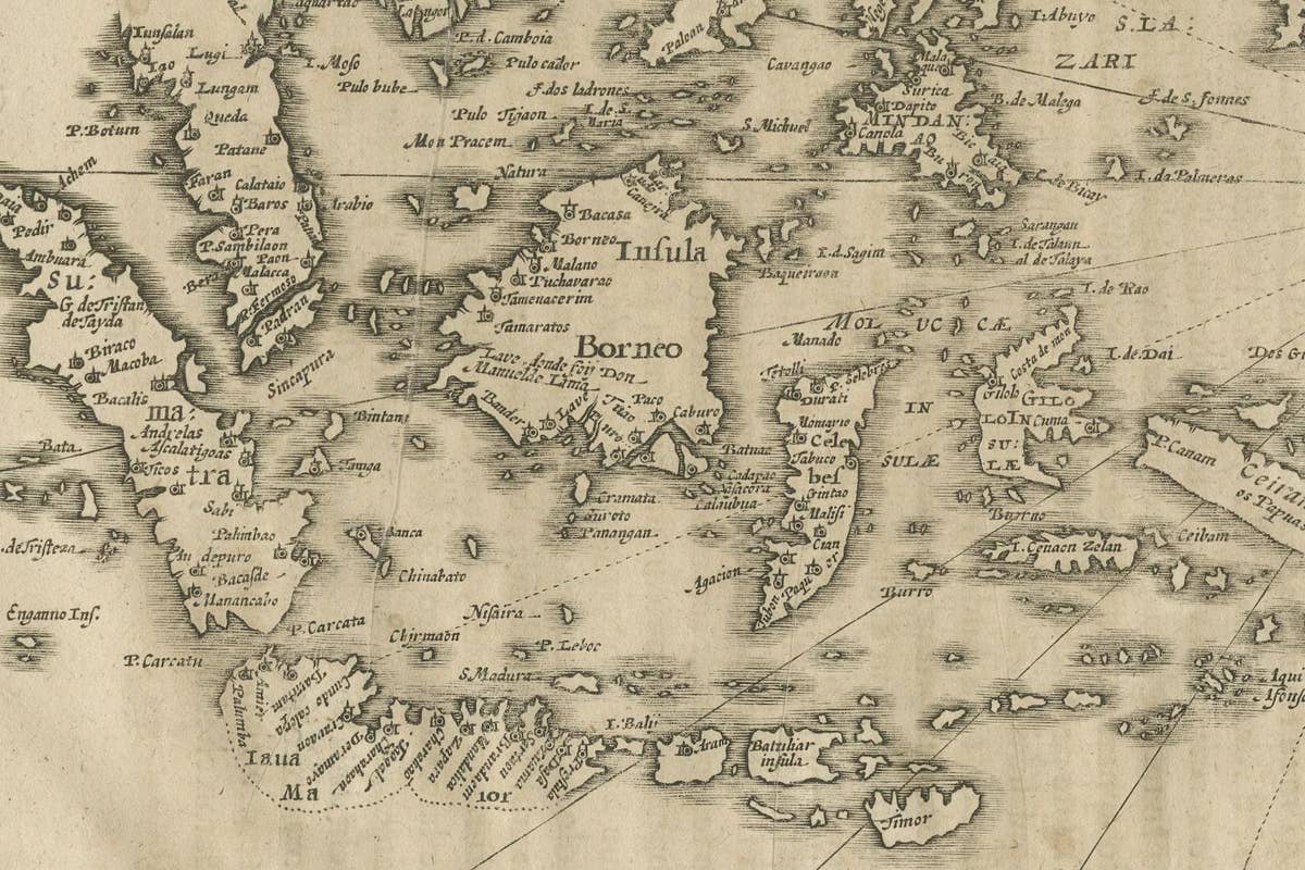 Early Original Antique Map of South East Asia with Large Parts Still Unknown