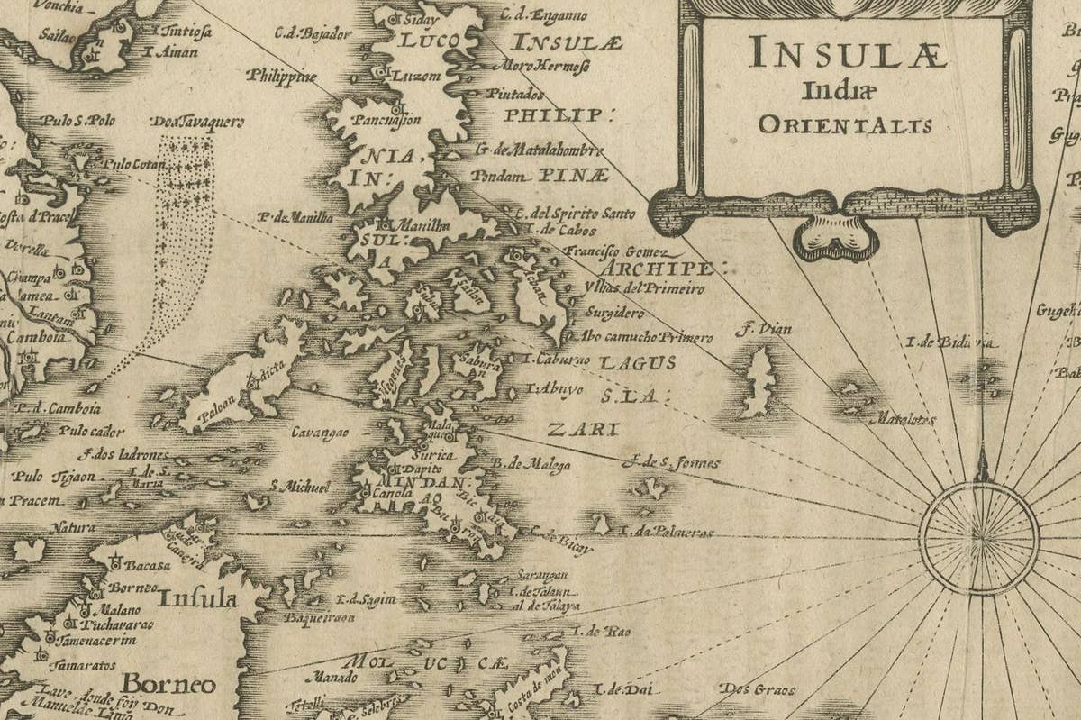 Early Original Antique Map of South East Asia with Large Parts Still Unknown