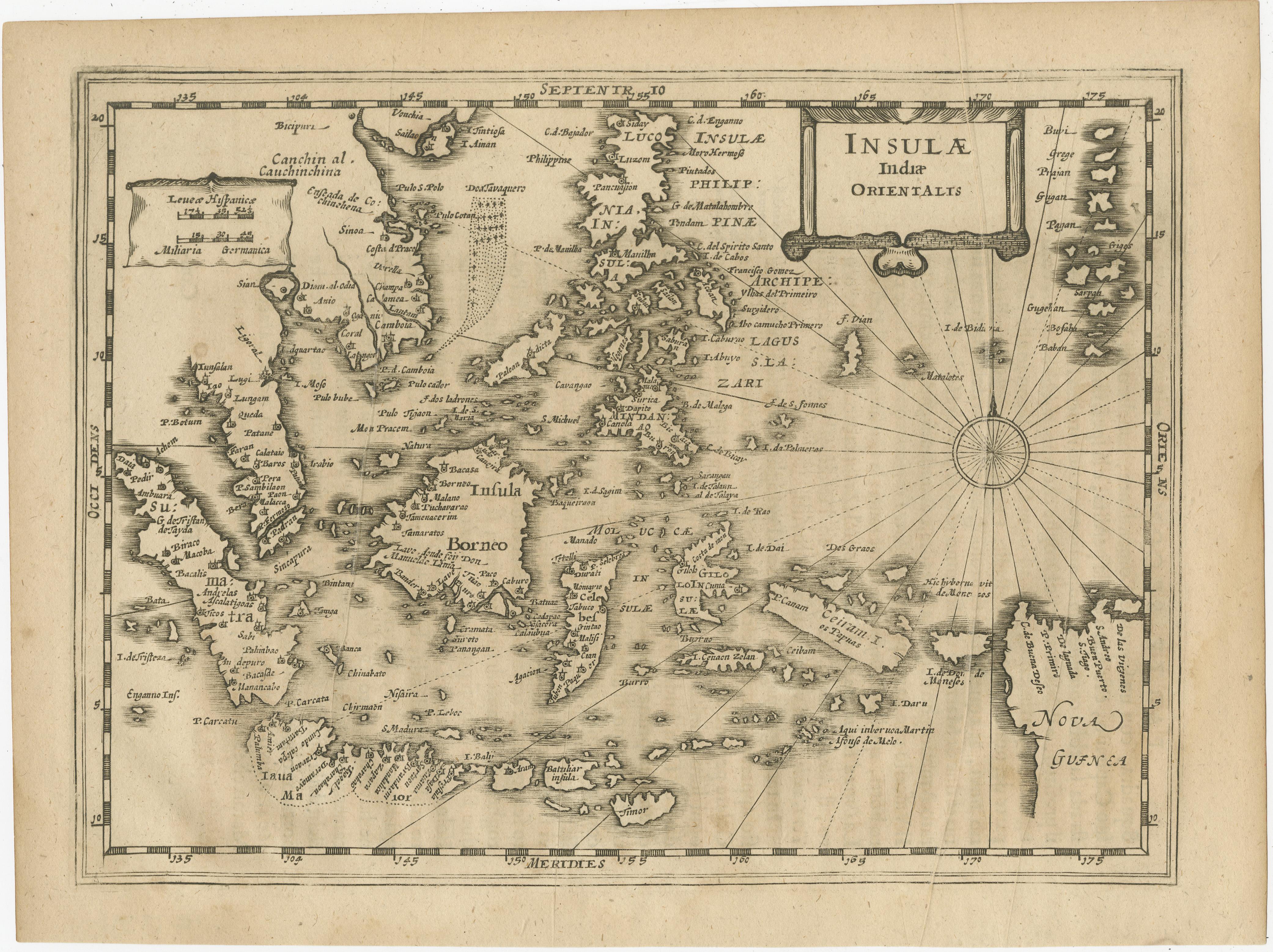 Paper Early Original Antique Map of South East Asia with Large Parts Still Unknown For Sale