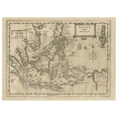 Early Original Antique Map of South East Asia with Large Parts Still Unknown