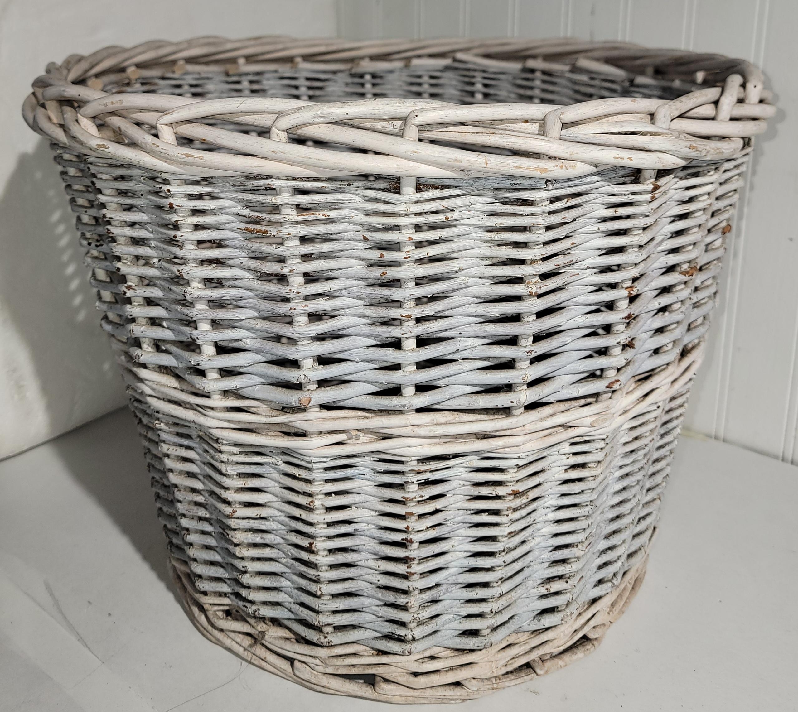 Adirondack Early Original Blue & White Painted Basket For Sale