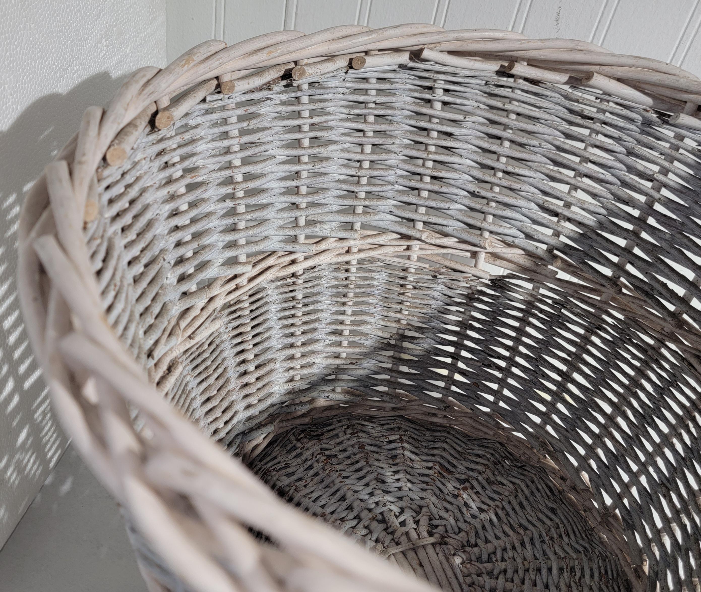 20th Century Early Original Blue & White Painted Basket For Sale