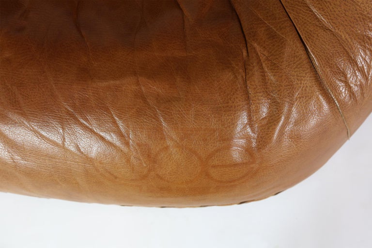 Italian Early Original Cognac Leather 'Joe' Chair, De Pas -D-Urbino for Poltronova 1970s For Sale