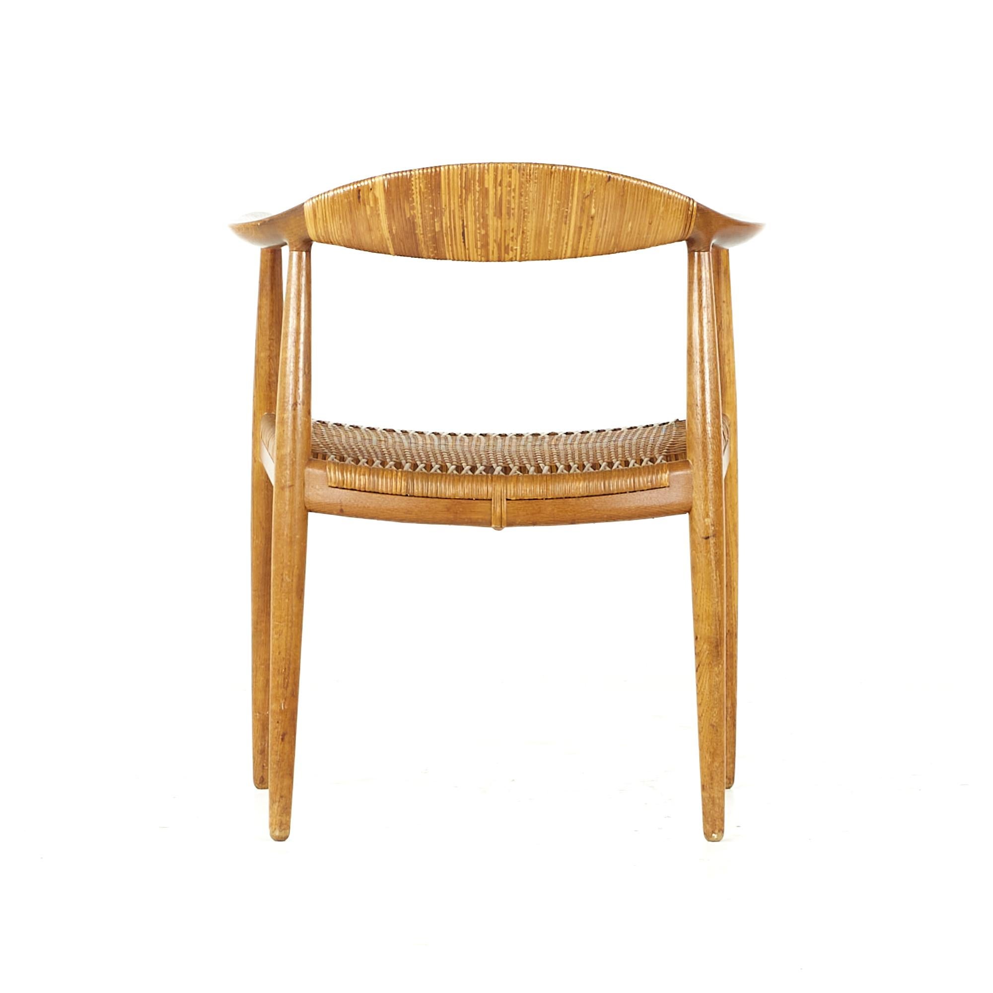 Early Original Hans Wegner Mcm Presidential the Chair Teak Cane Dining