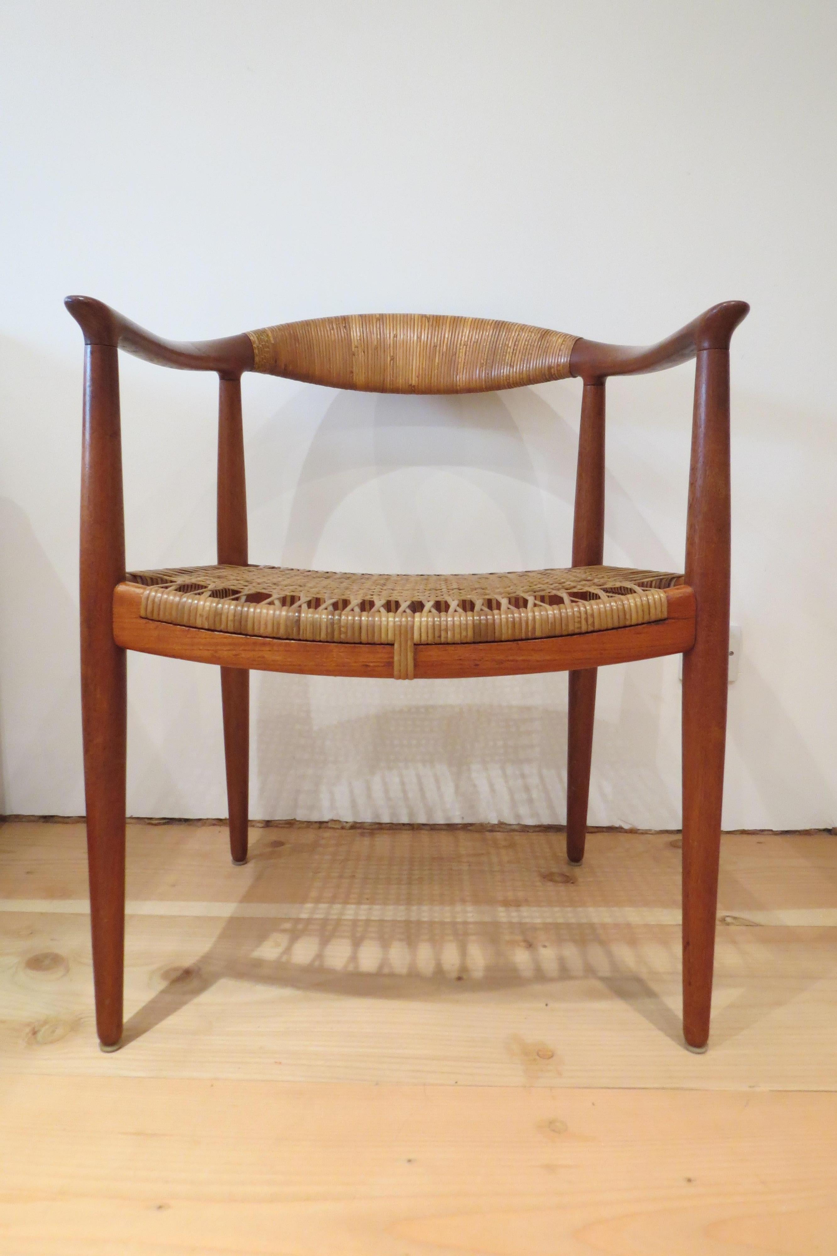 Early original JH 501 chair by Hans J Wegner for Johannes Hansen, 1950.

An original very early edition that dates between 1949 and 1951 of The Chair by Hans J Wegner. The chair was designed in 1949, so this is a very early edition of this model.