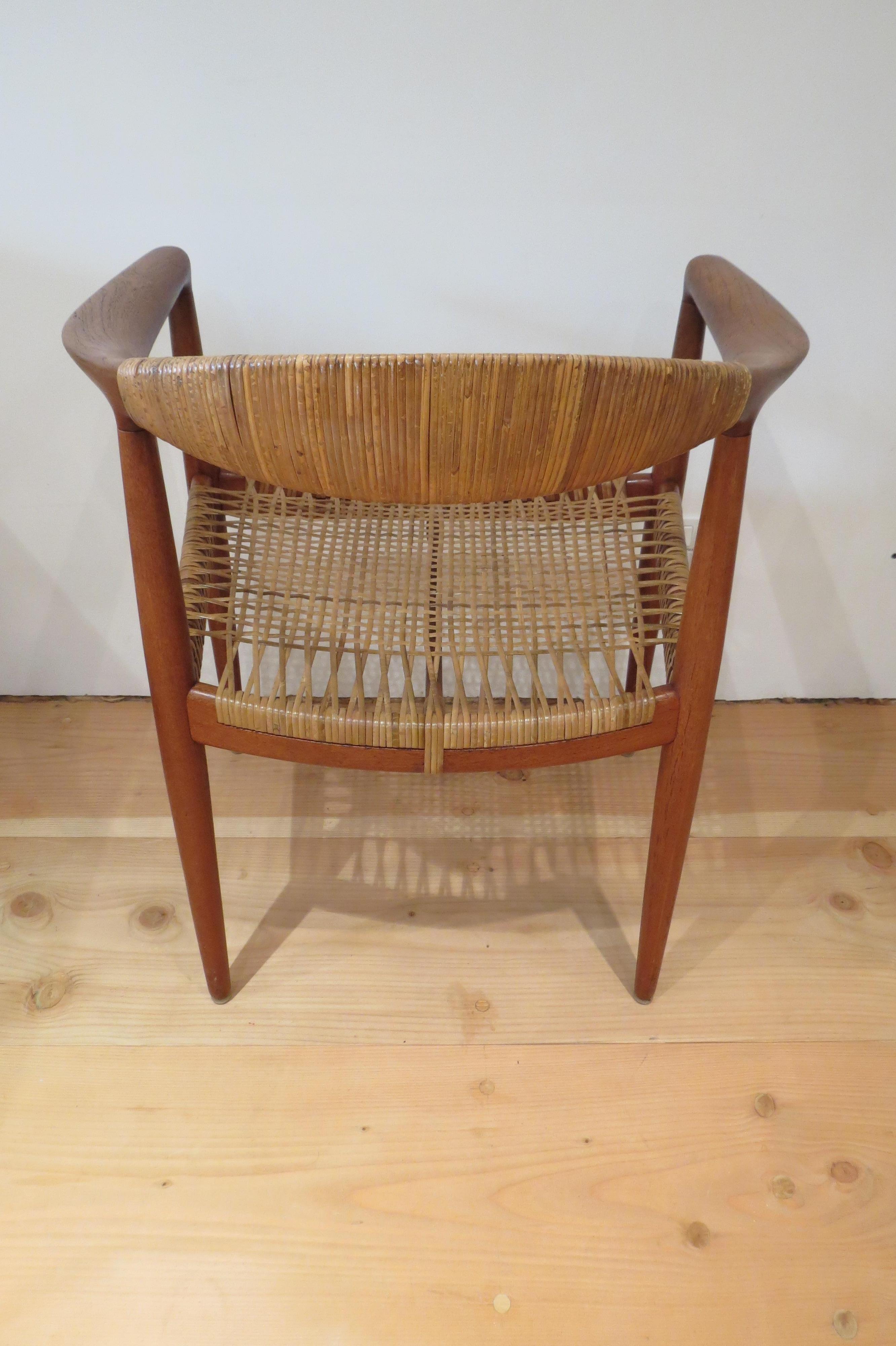 Rattan Early Original JH 501 Chair by Hans J Wegner for Johannes Hansen in Teak, 1950 
